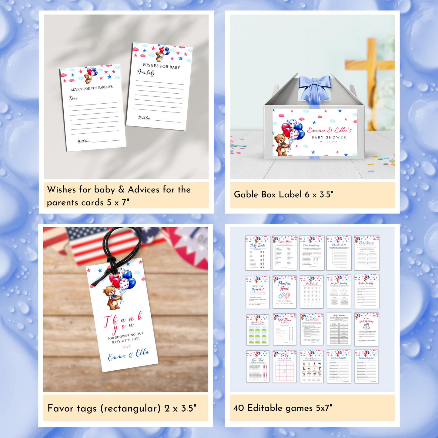 Patriotic Baby Shower Template Bundle #1