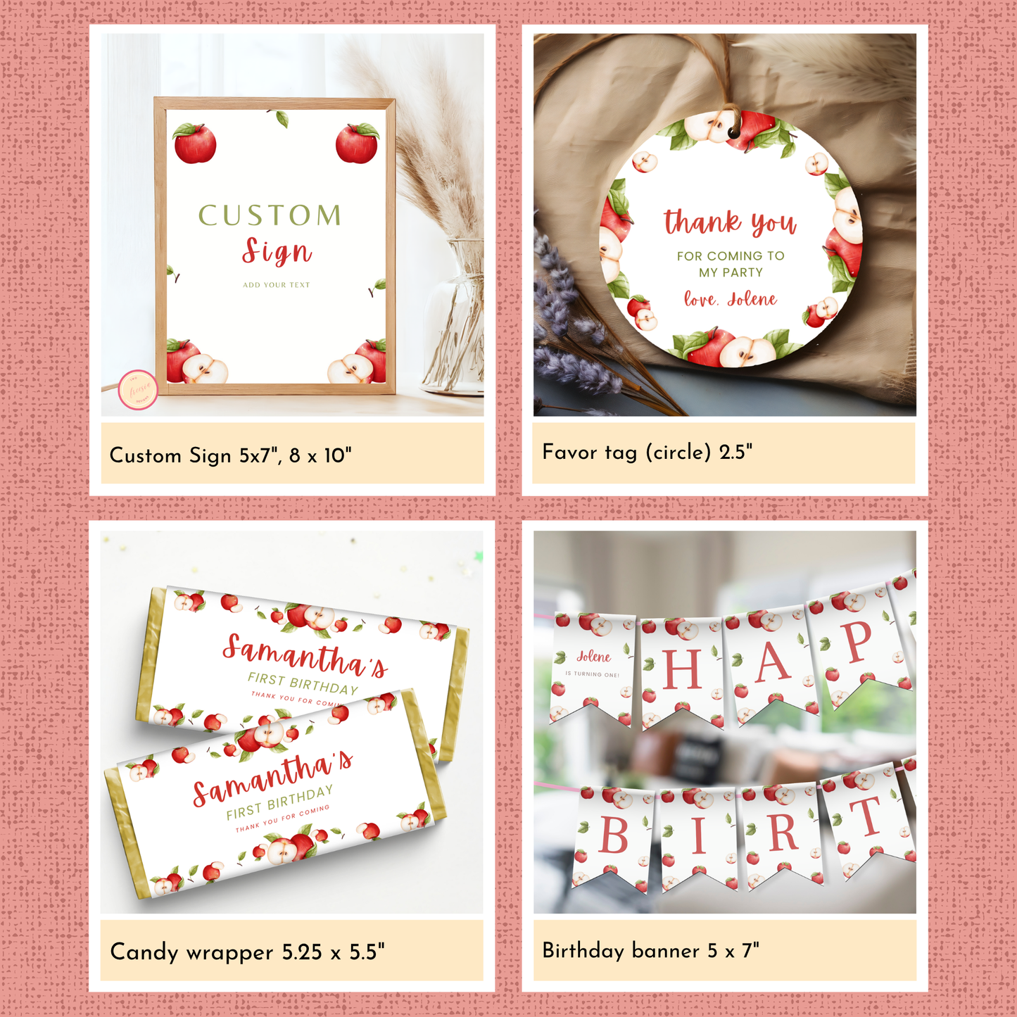 Apple 1st Birthday Template Bundle