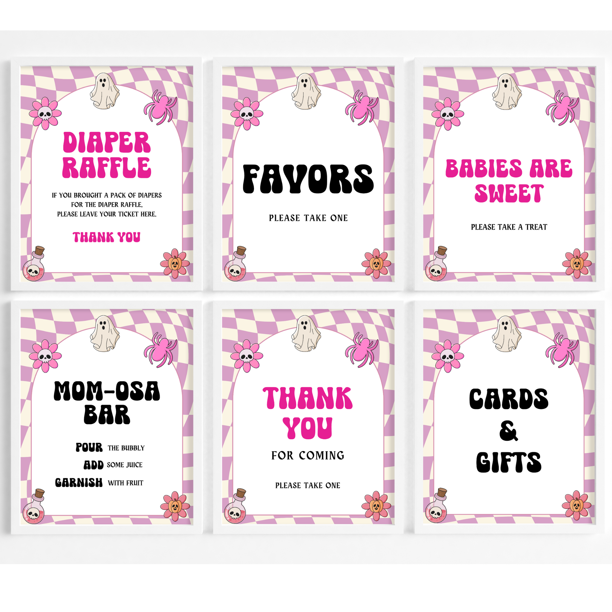 Halloween Baby Shower Table Sign | Pink