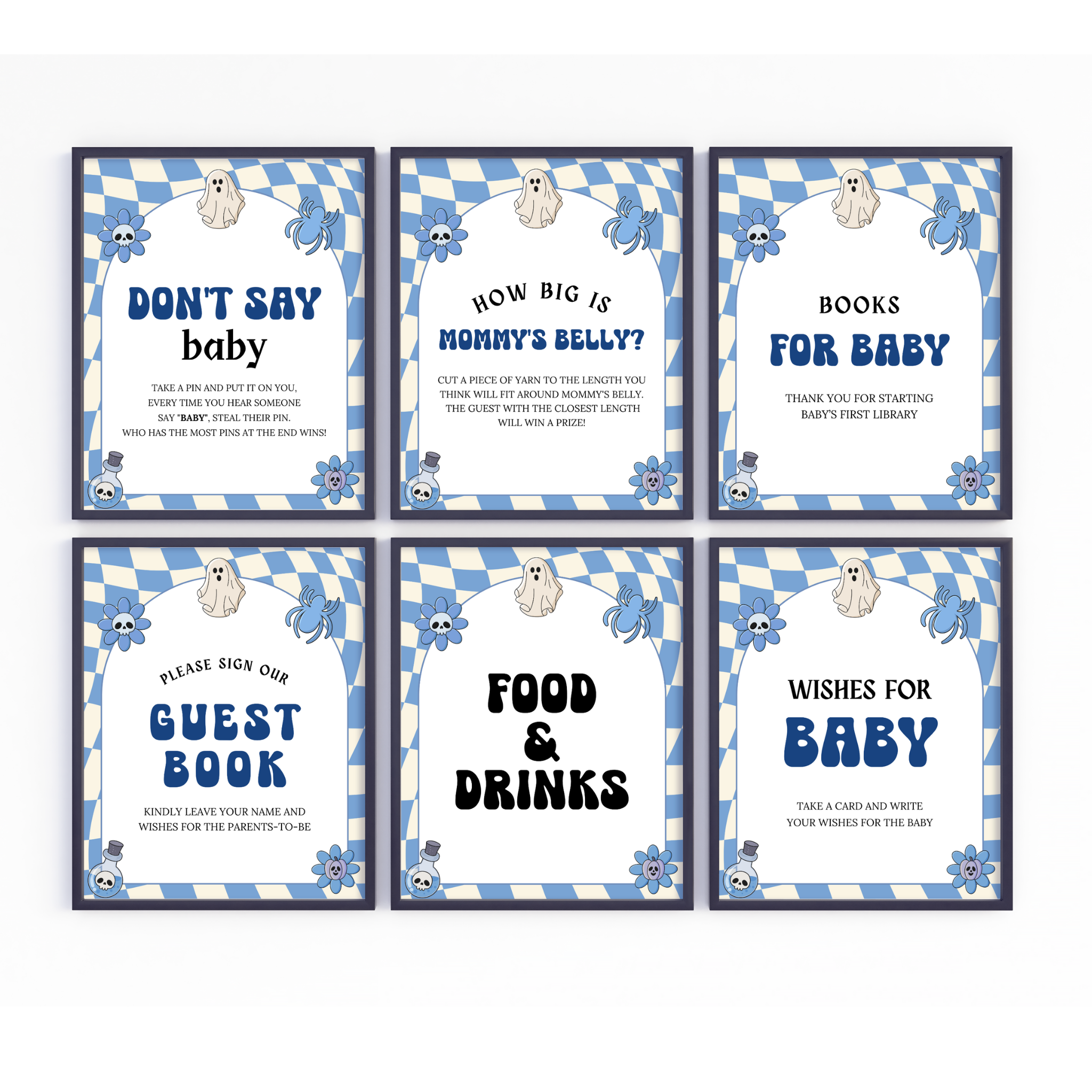 Halloween Baby Shower Table Sign | Blue