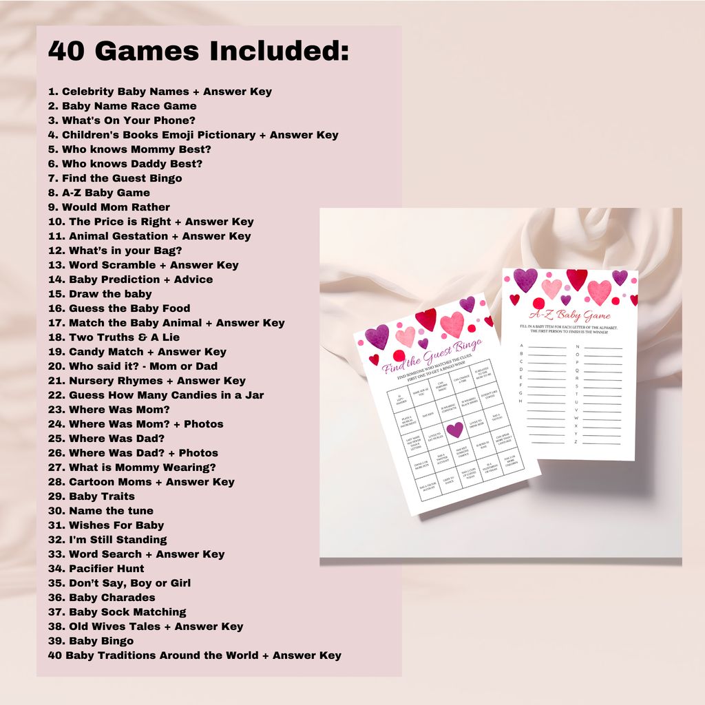 Valentine Baby Shower Bundle | Pink Hearts