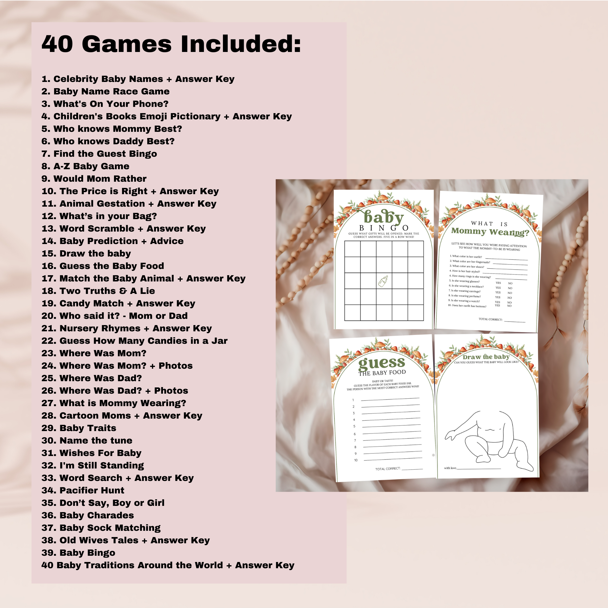 Mushroom Baby Shower Template Bundle