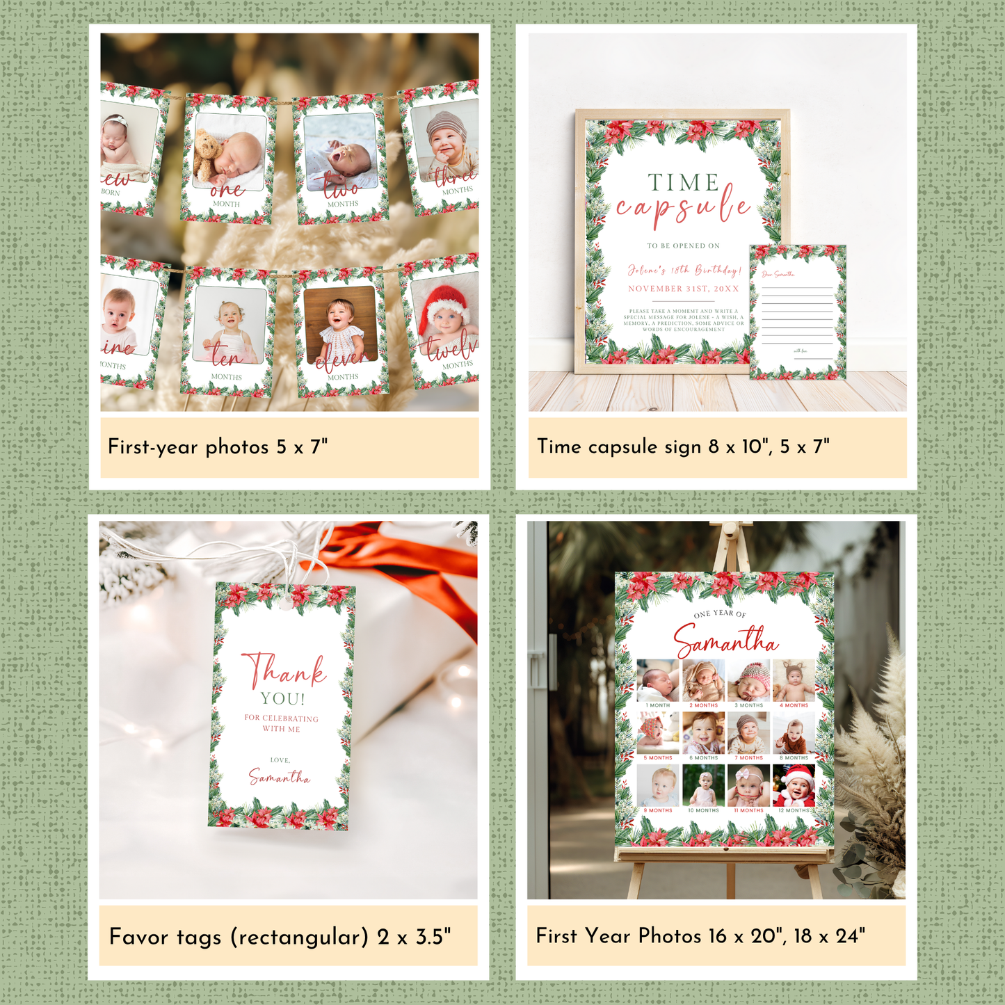 Christmas 1st Birthday Template Bundle #1