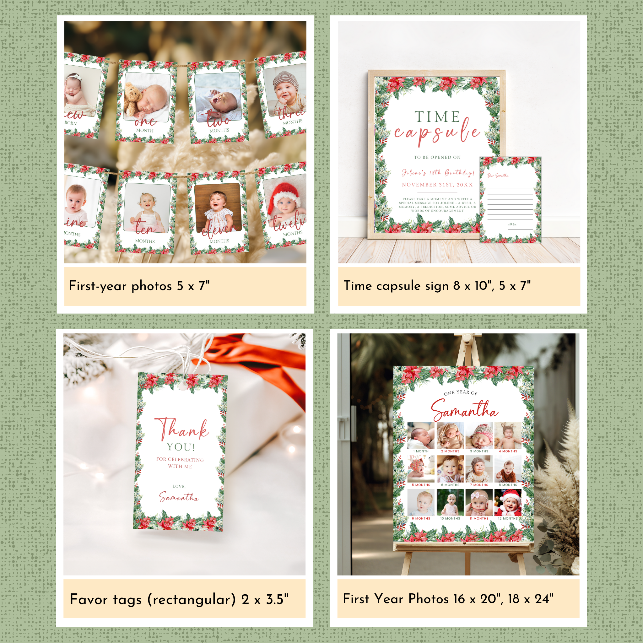 Christmas 1st Birthday Template Bundle #1