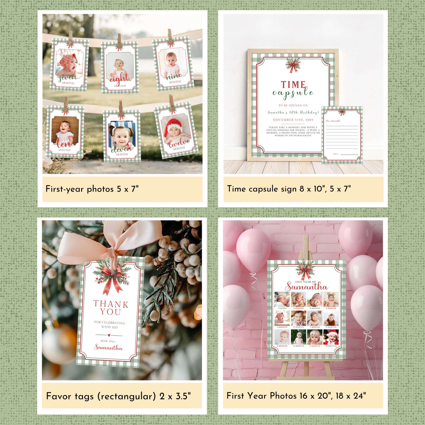 Christmas 1st Birthday Template Bundle #2