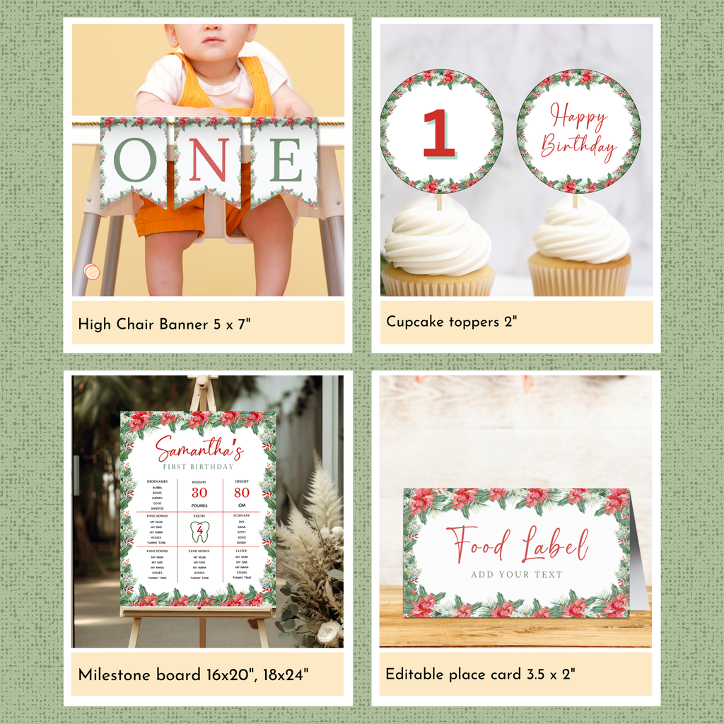 Christmas 1st Birthday Template Bundle #1