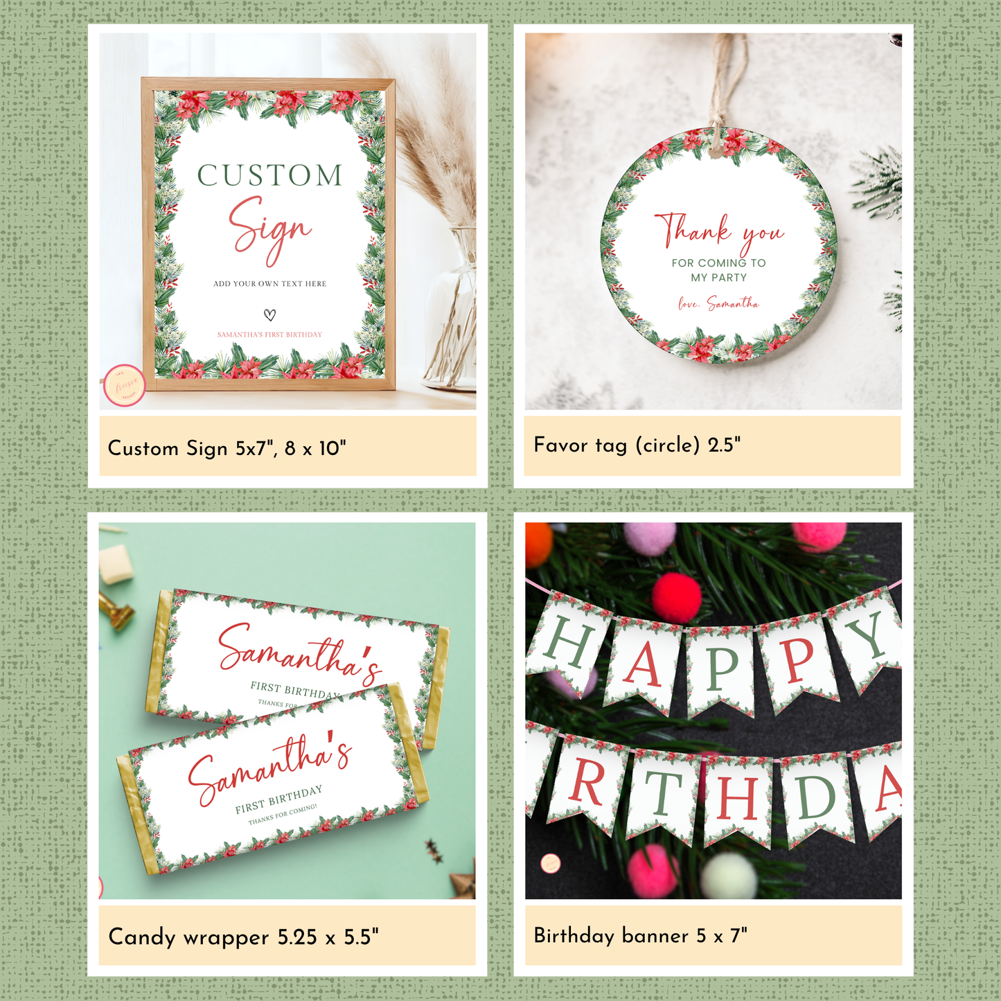 Christmas 1st Birthday Template Bundle #1