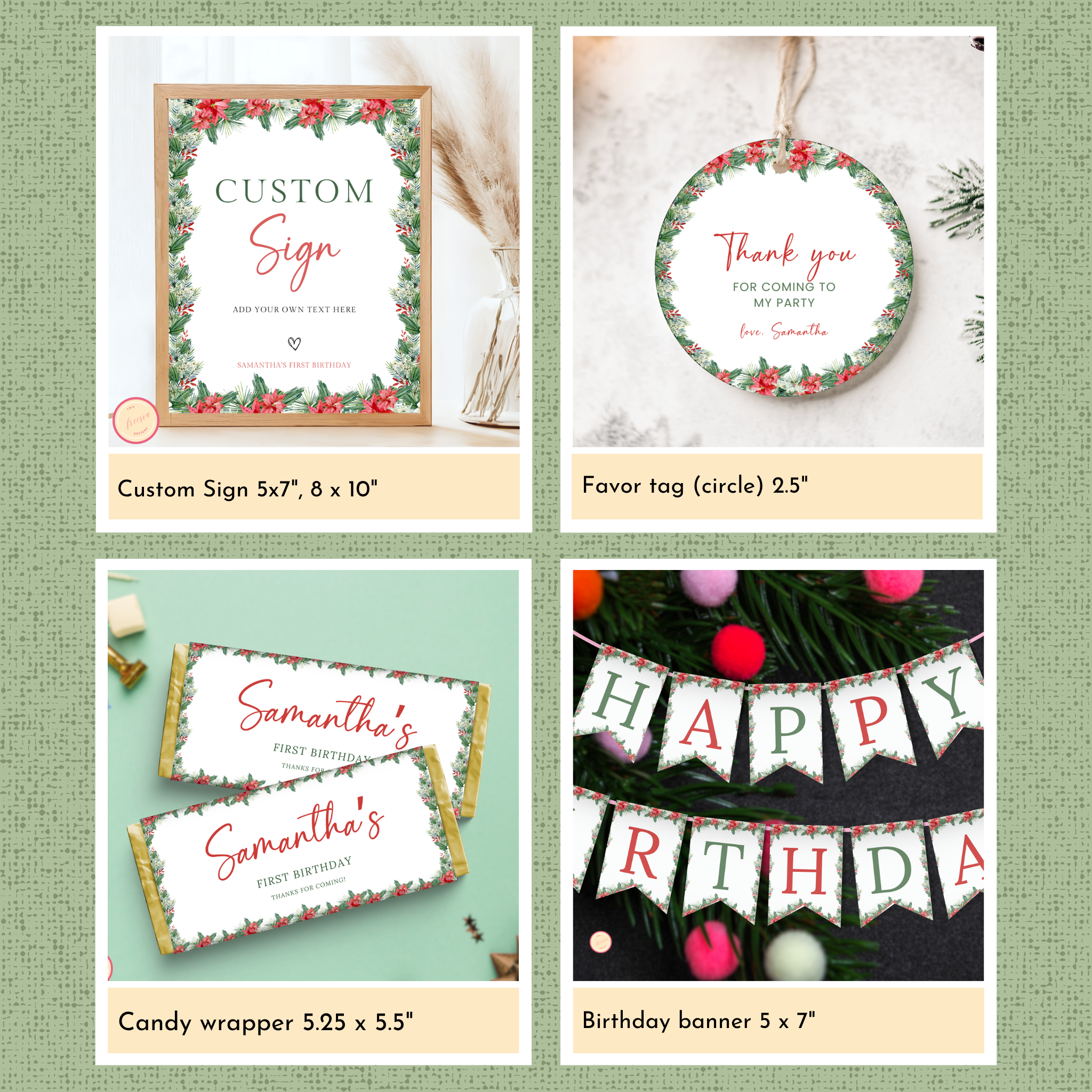 Christmas 1st Birthday Template Bundle #1