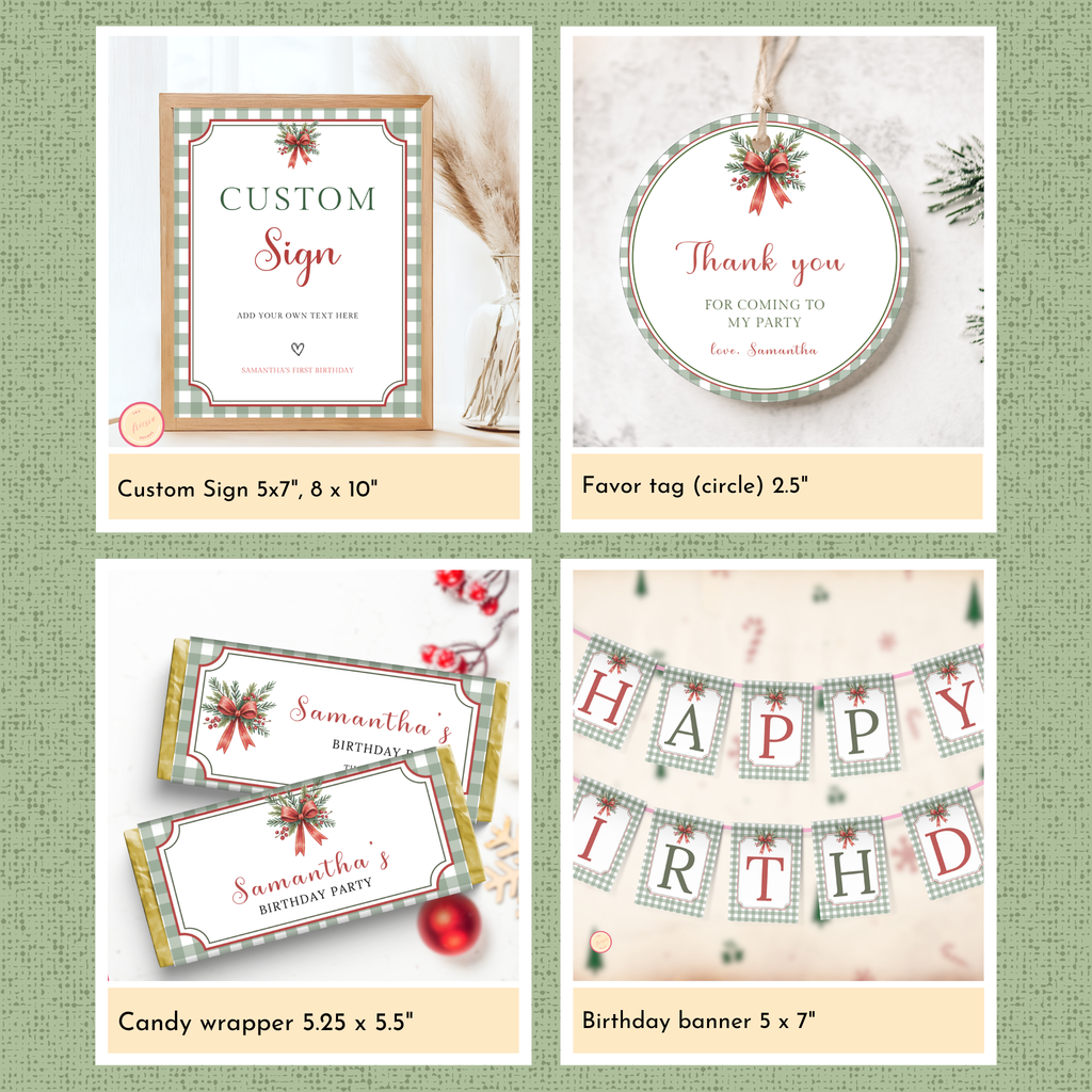 Christmas 1st Birthday Template Bundle #2 | CV76