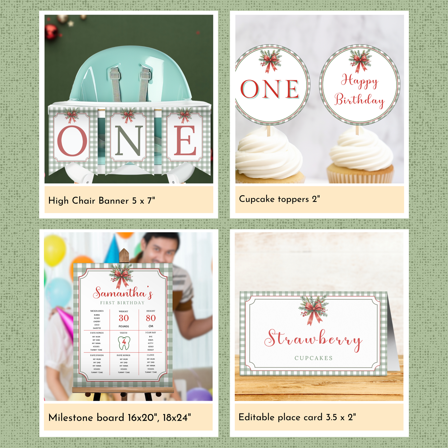 Christmas 1st Birthday Template Bundle #2