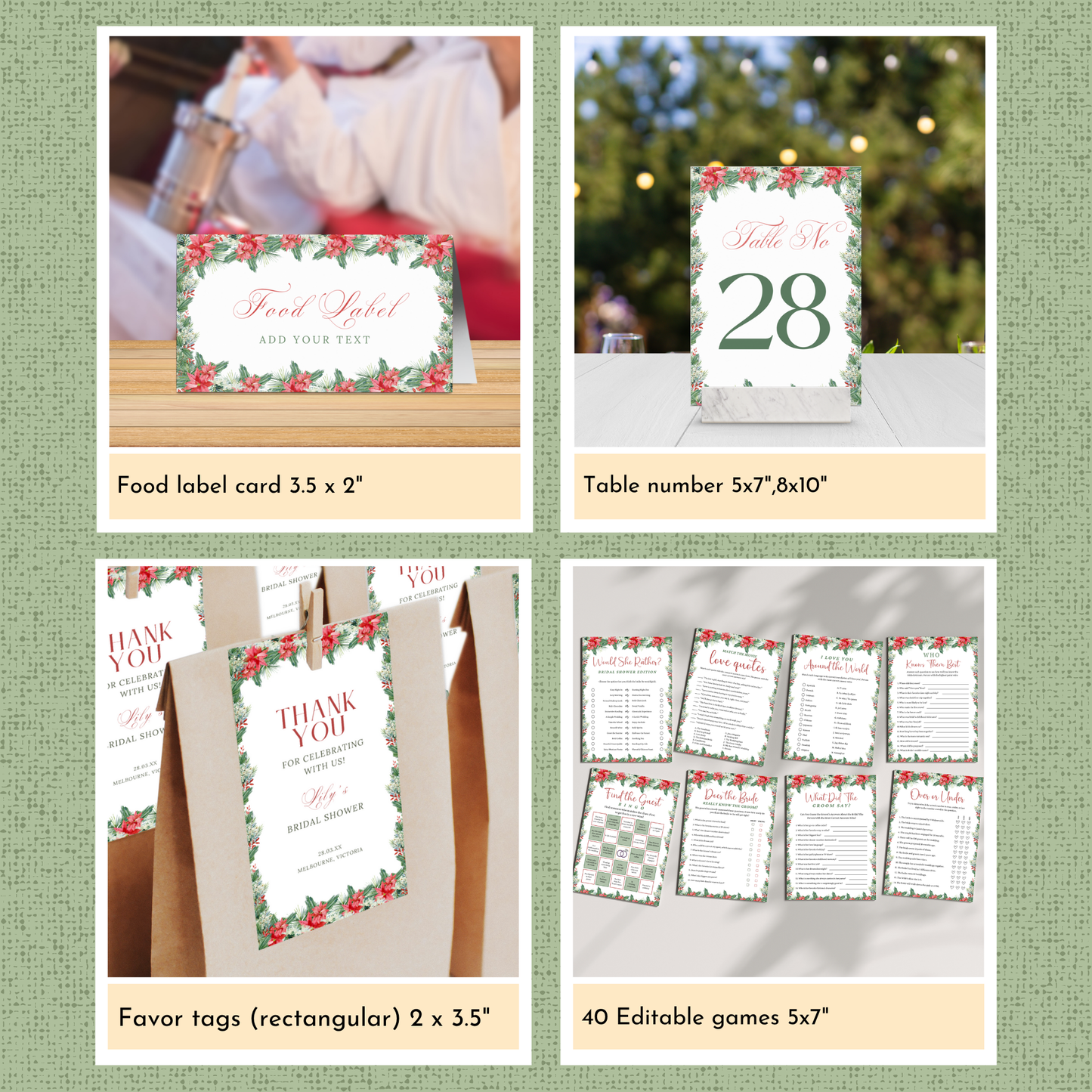 Christmas Bridal Shower Template Bundle #2