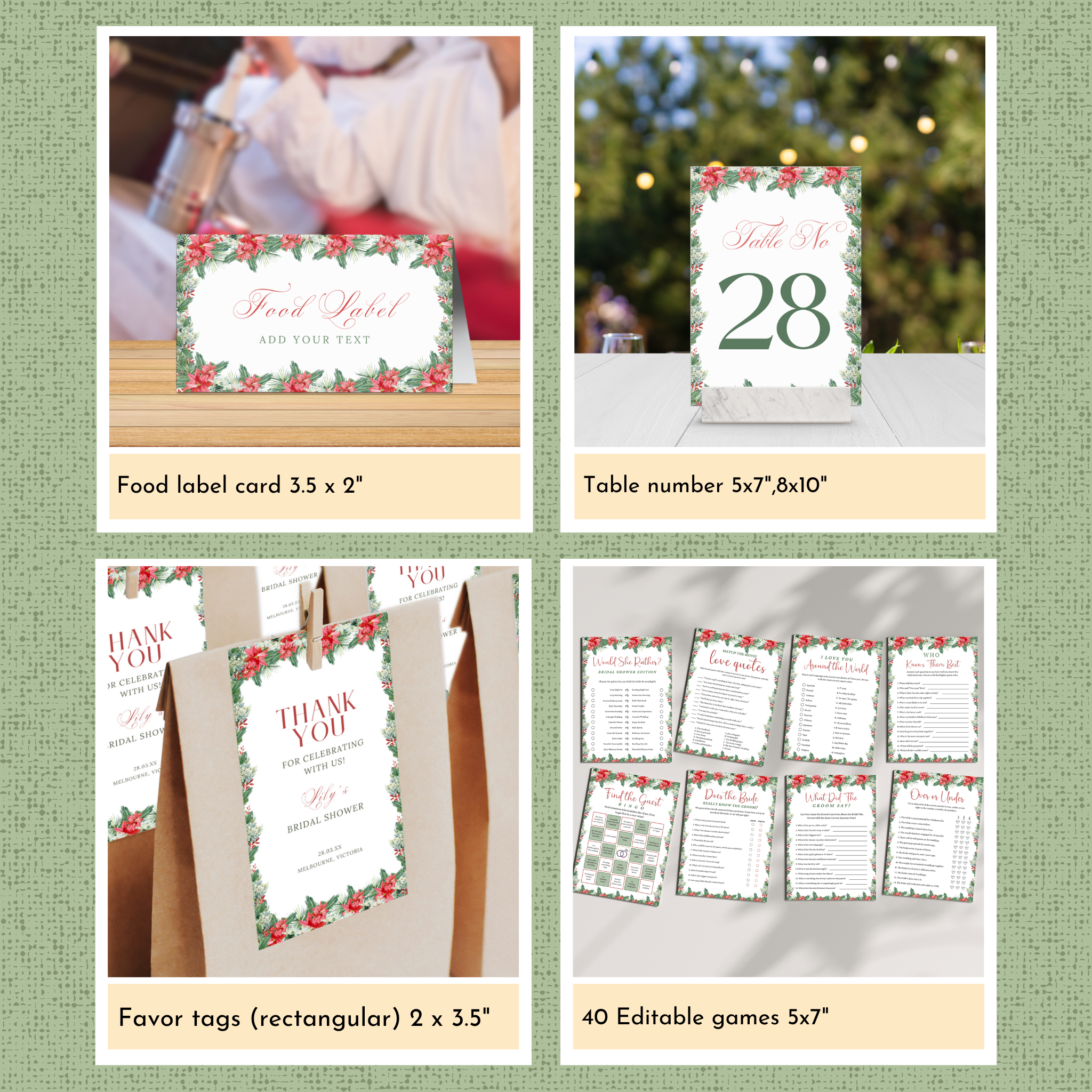 Christmas Bridal Shower Template Bundle #2