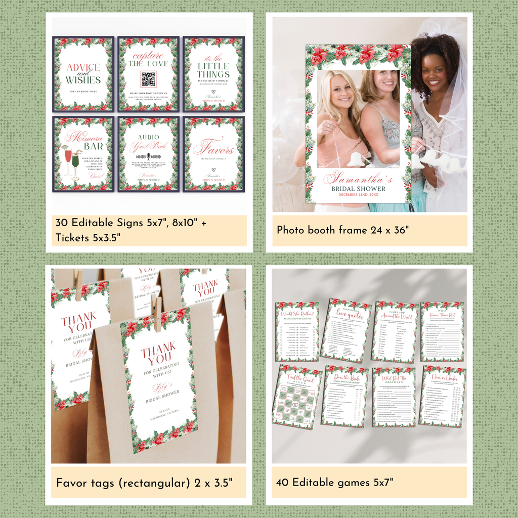 Christmas Bridal Shower Template Bundle #1