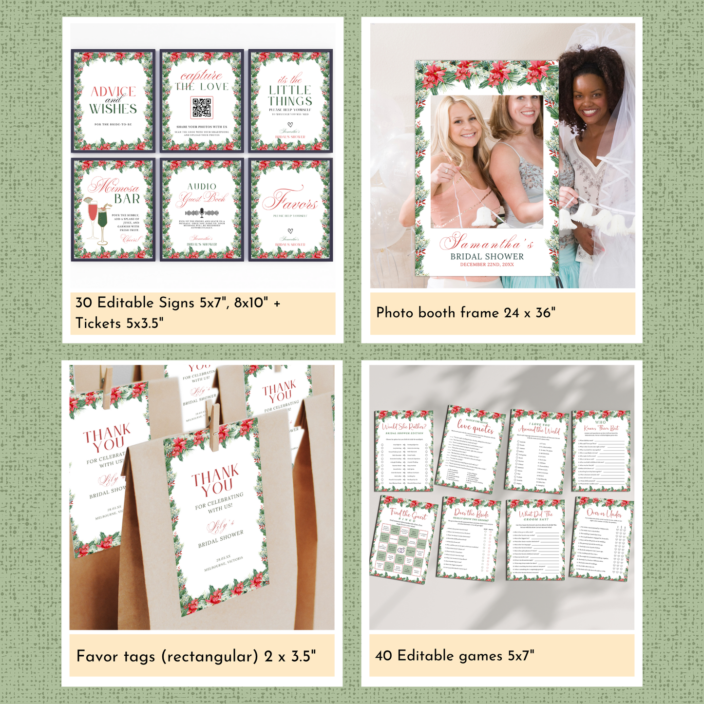 Christmas Bridal Shower Template Bundle #1
