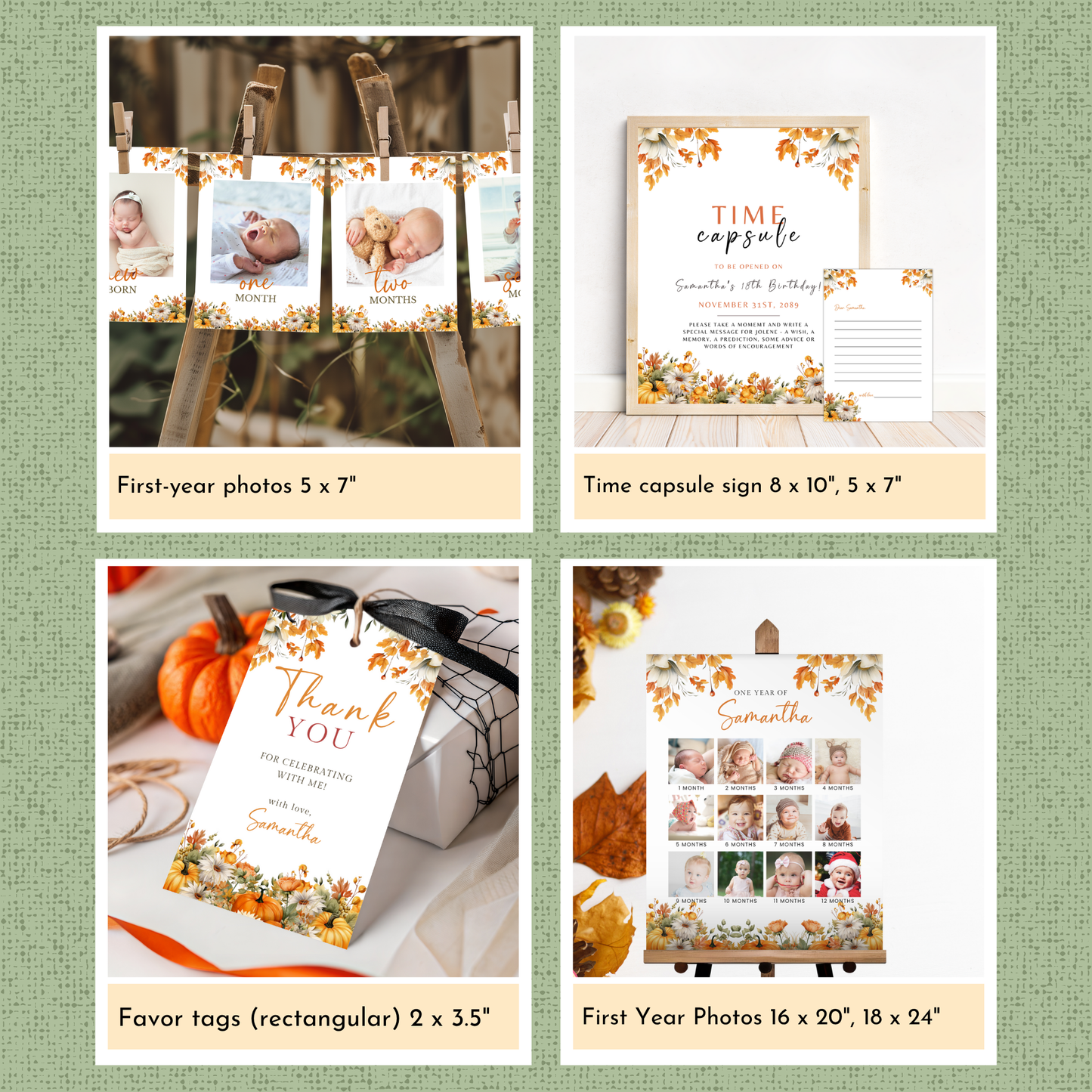 Pumpkin 1st Birthday Template Bundle #1