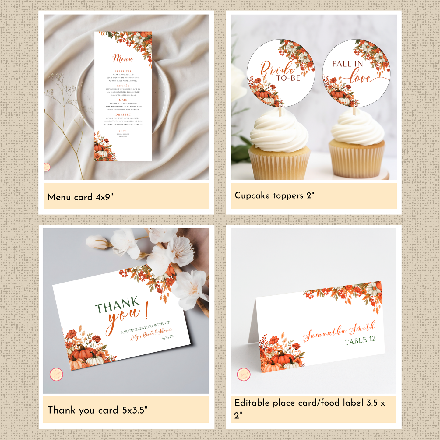 Fall in Love Bridal Shower Template Bundle #1