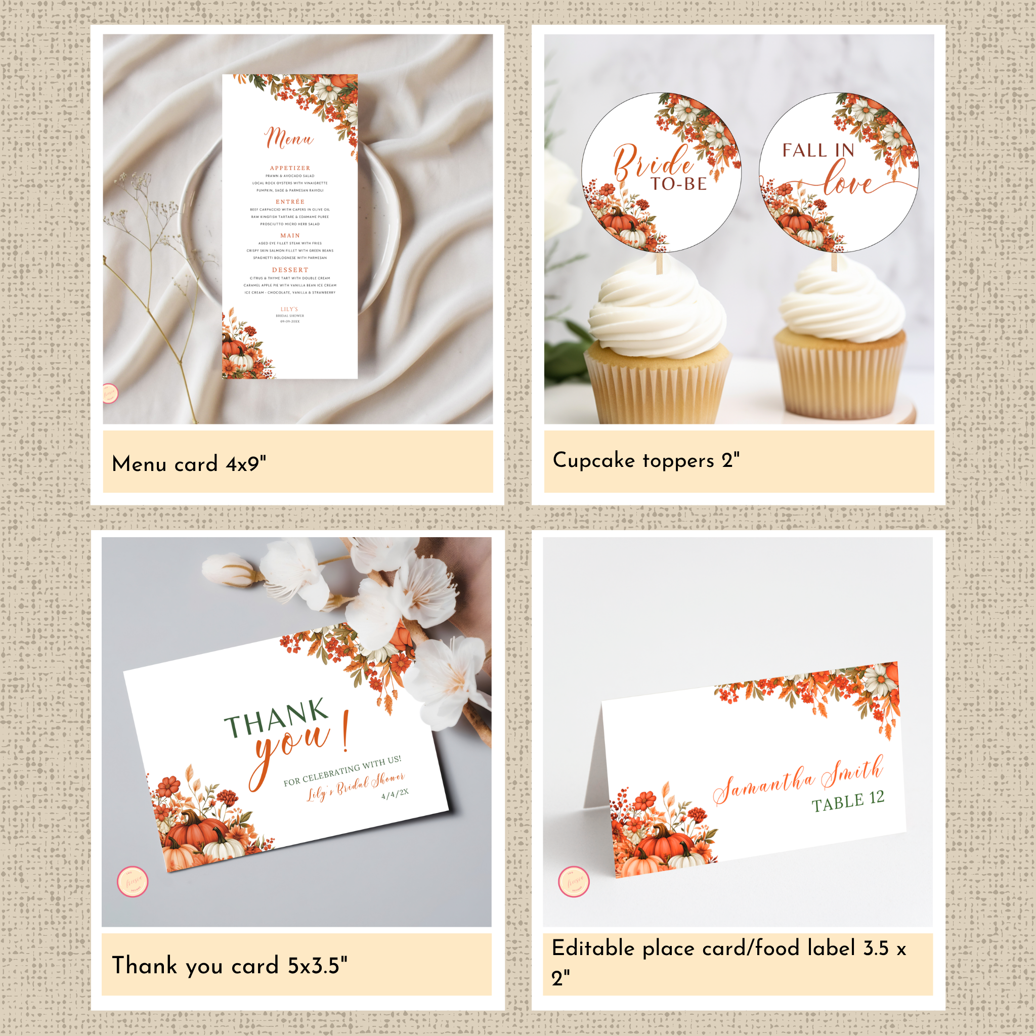 Fall in Love Bridal Shower Template Bundle #1