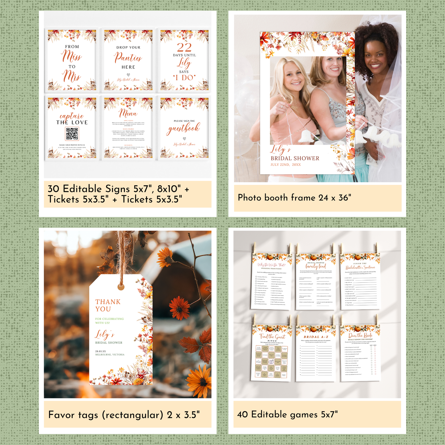 Fall in Love Bridal Shower Template Bundle #2