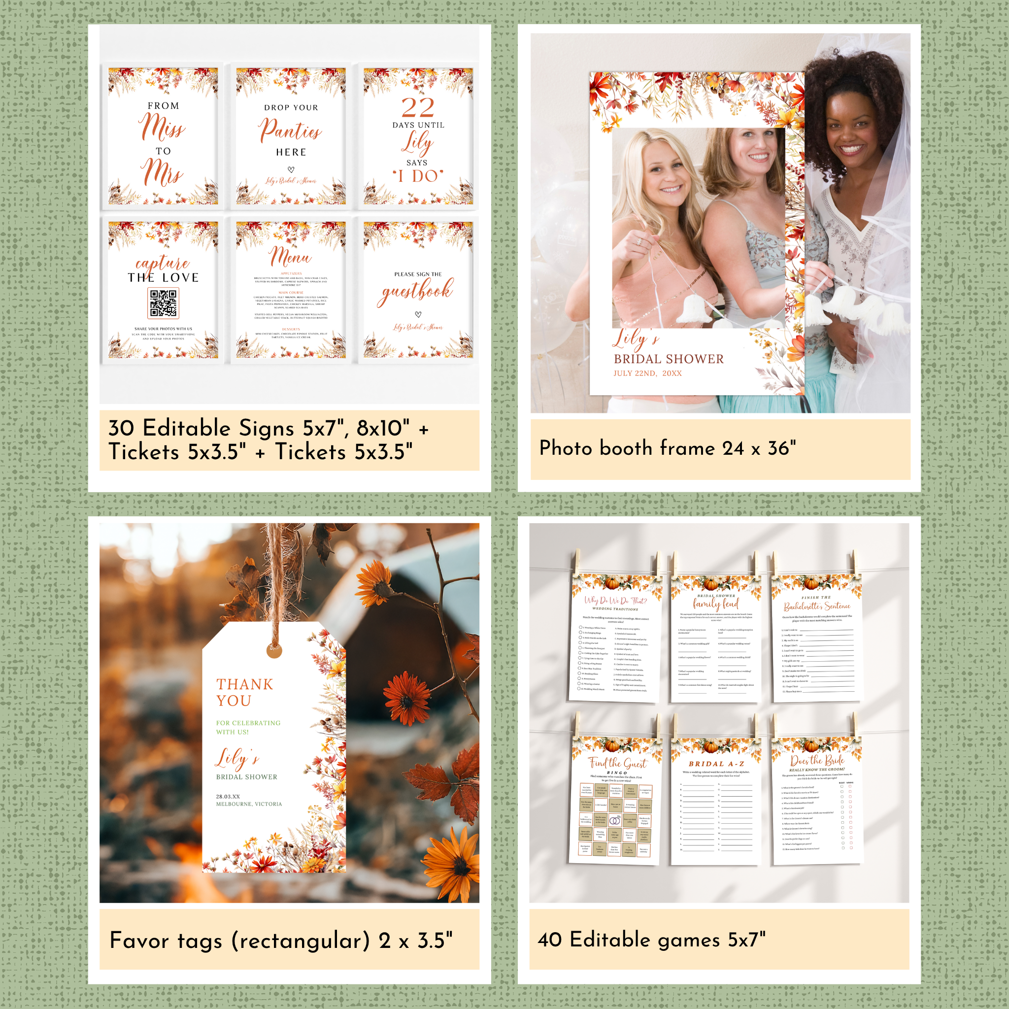 Fall in Love Bridal Shower Template Bundle #2