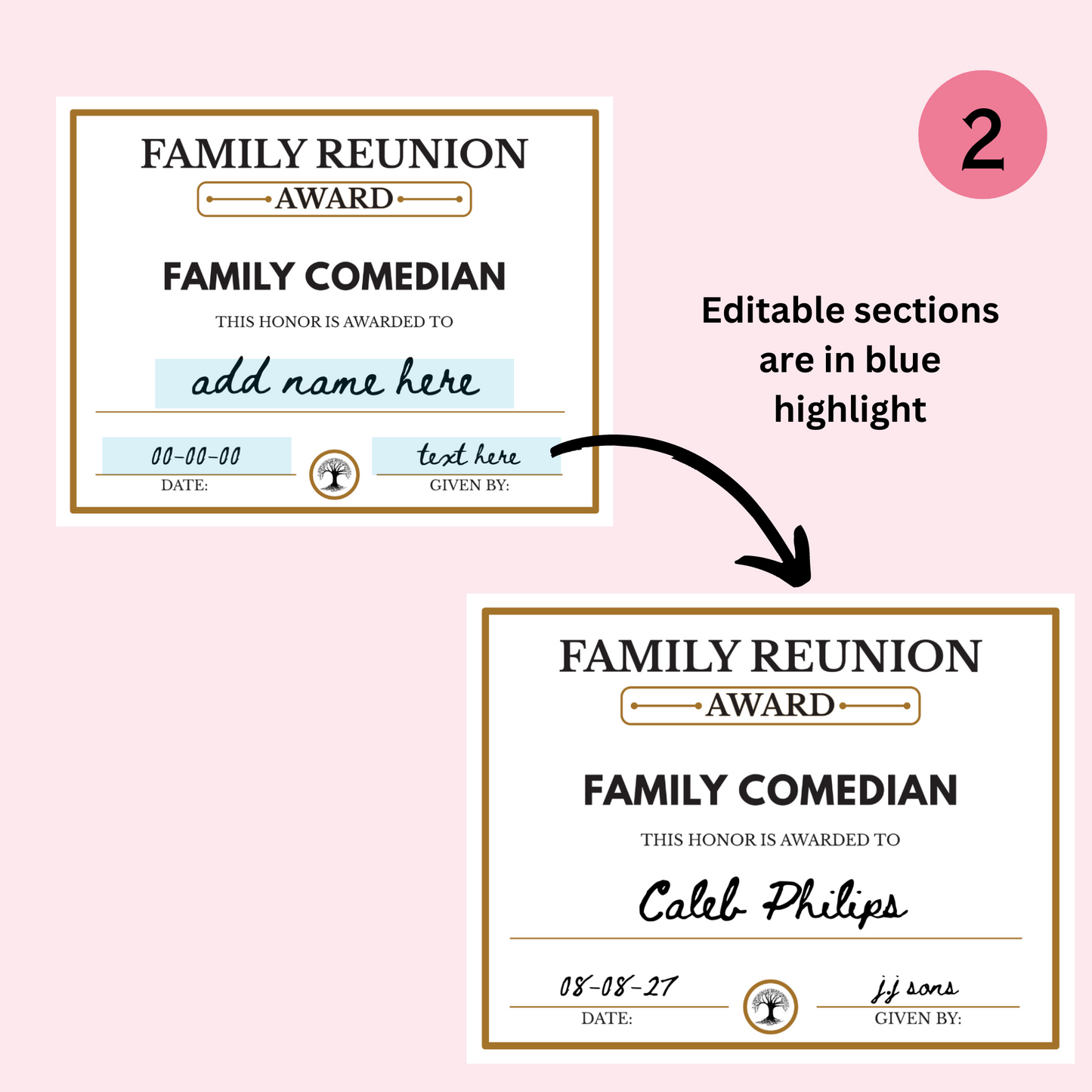 Family Reunion Award Certificates - 100 Editable Templates