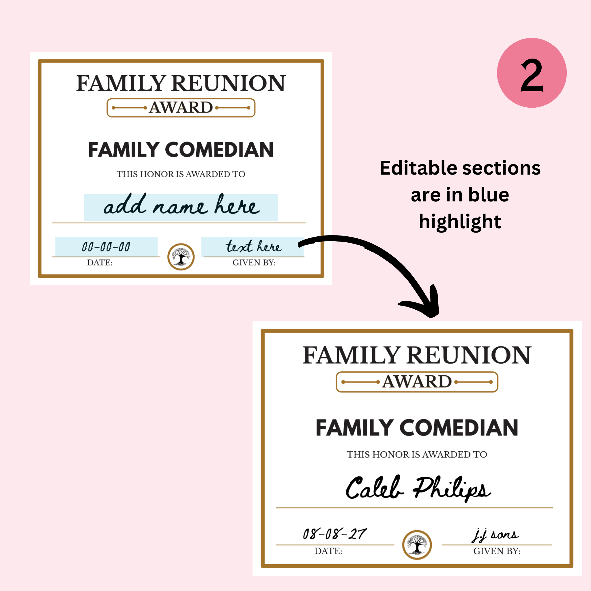 Family Reunion Award Certificates - 100 Editable Templates