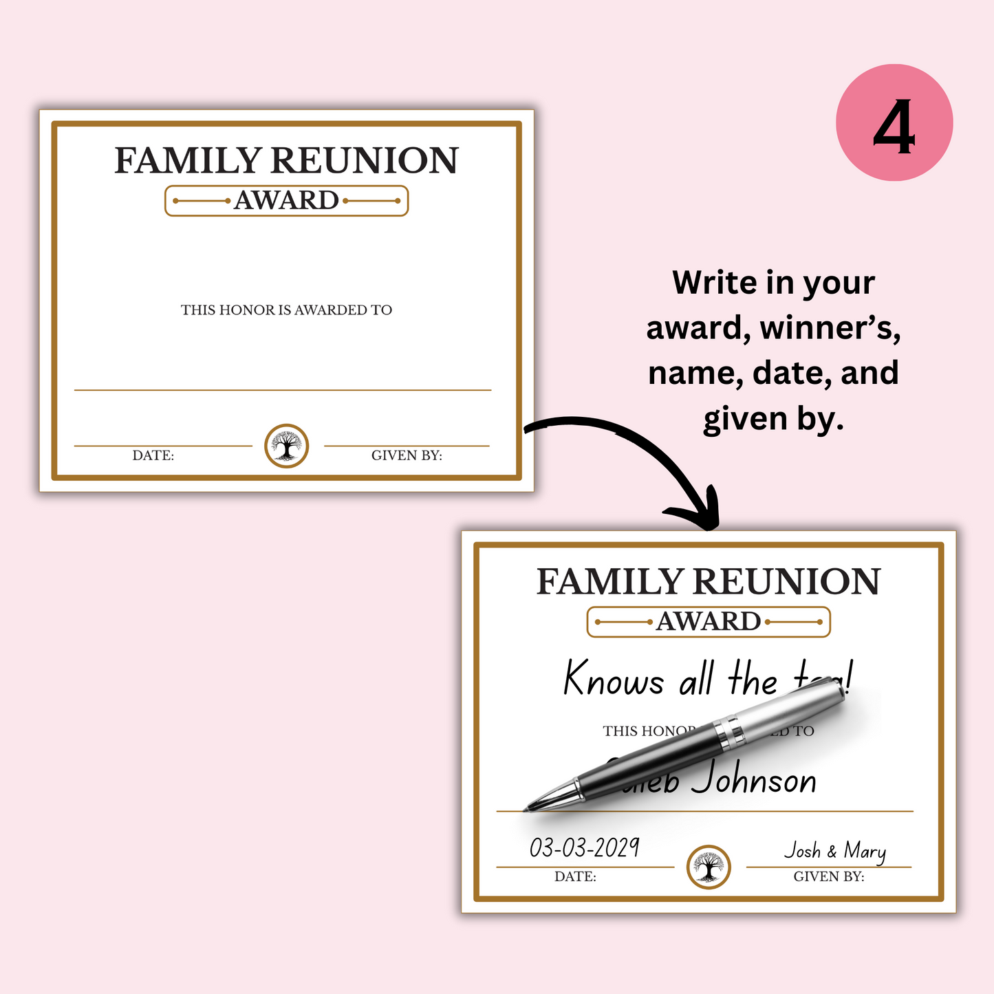 Family Reunion Award Certificates - 100 Editable Templates