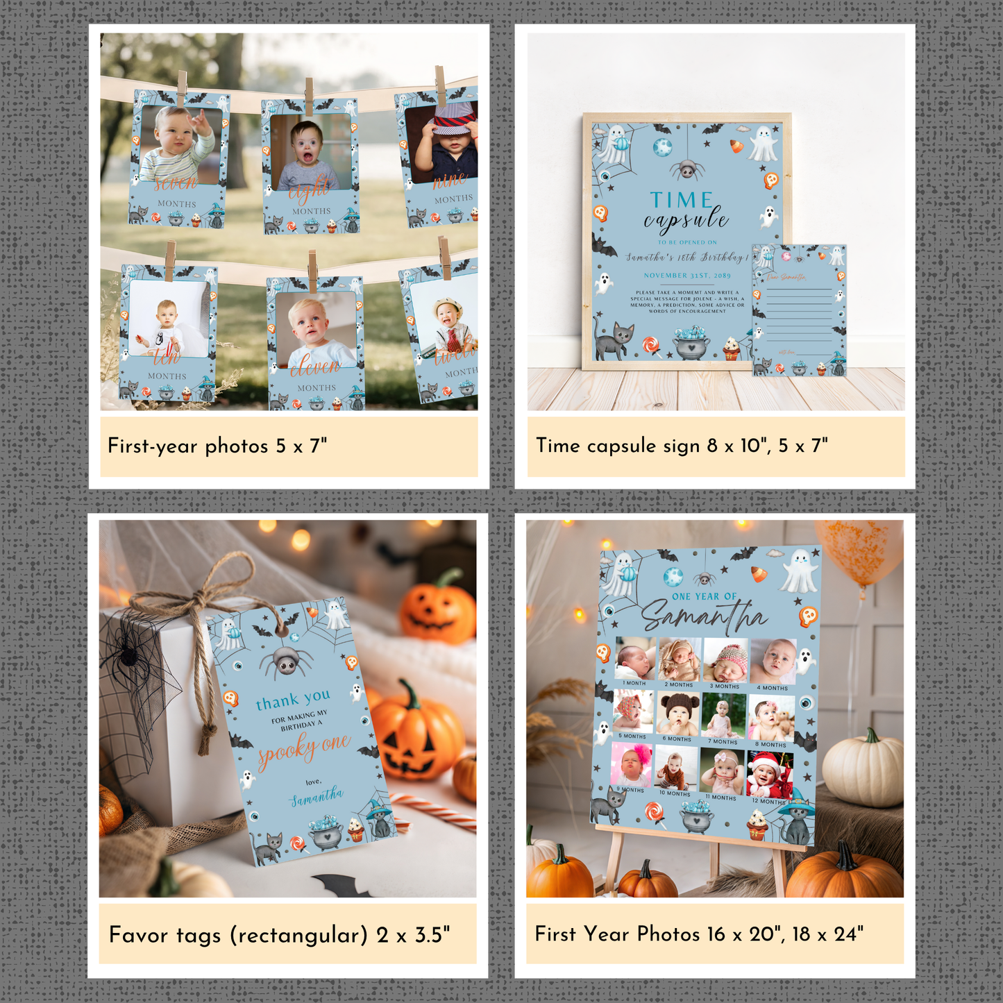 Halloween 1st Birthday Template Bundle #1