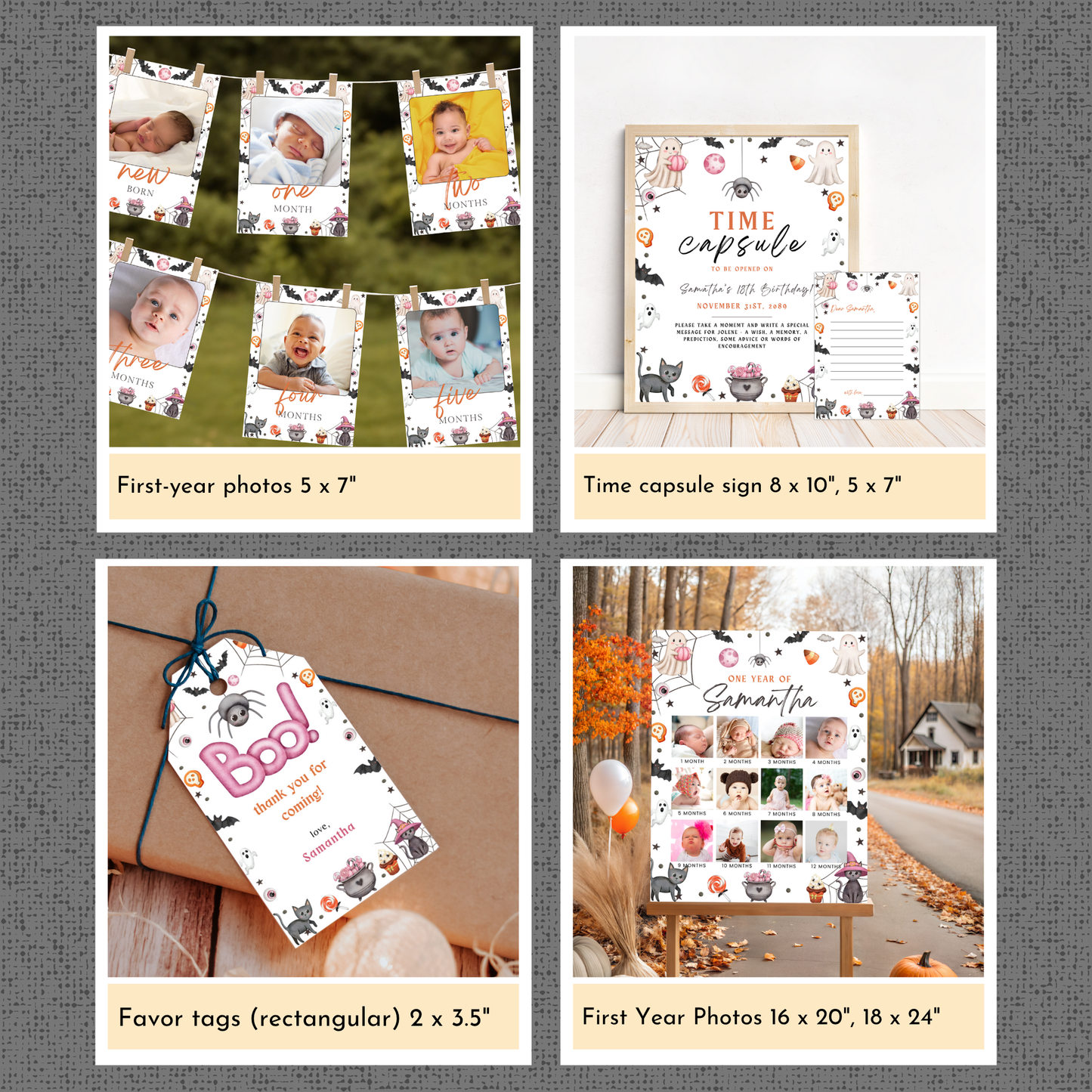Halloween 1st Birthday Template Bundle