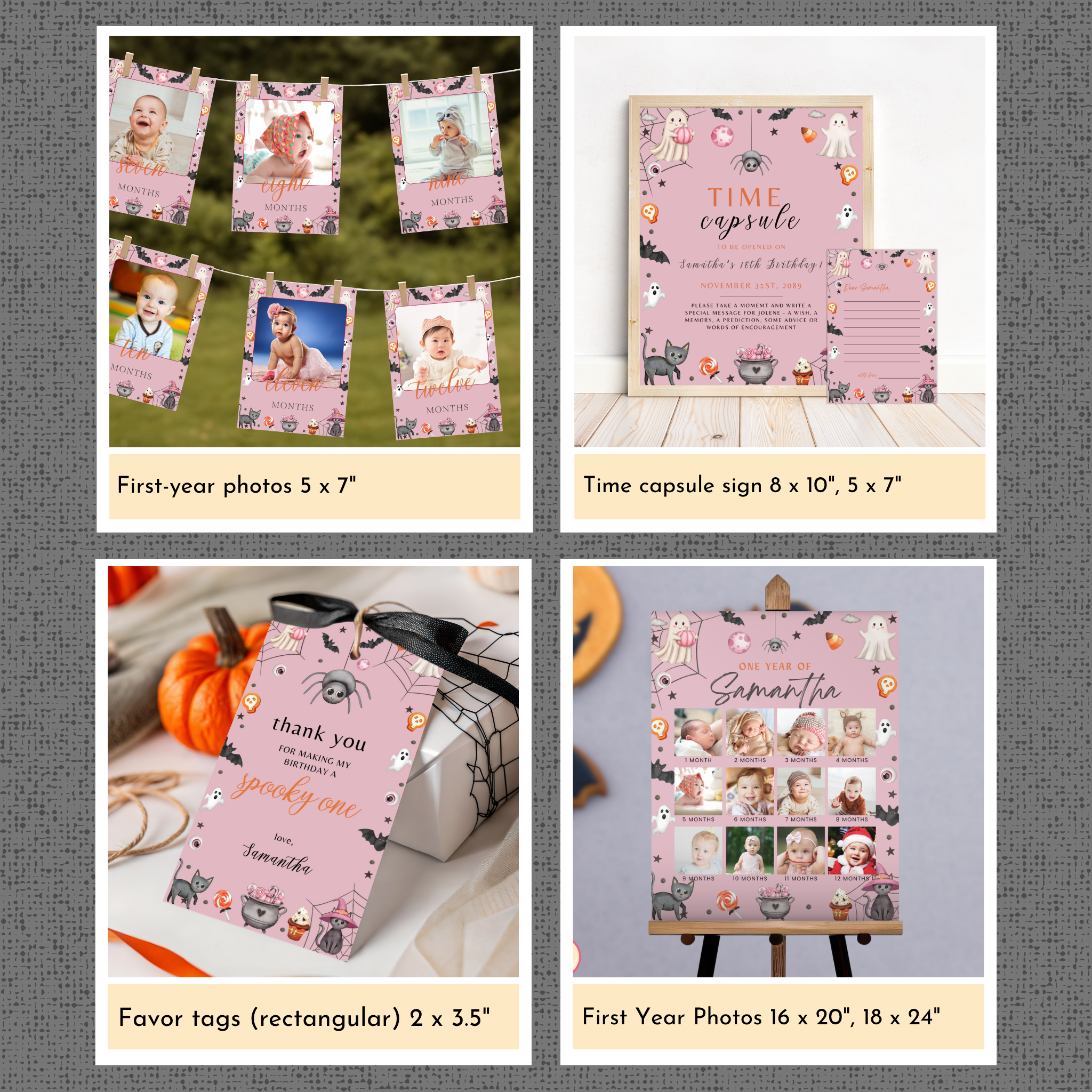 Halloween 1st Birthday Template Bundle #2