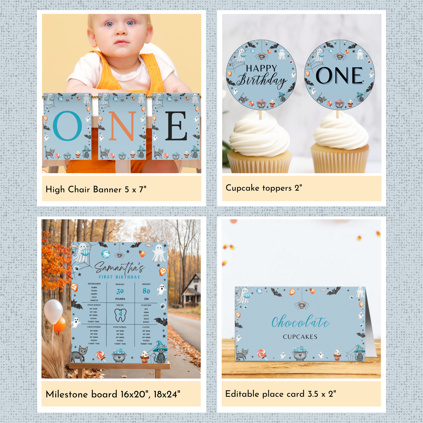 Halloween 1st Birthday Template Bundle #1