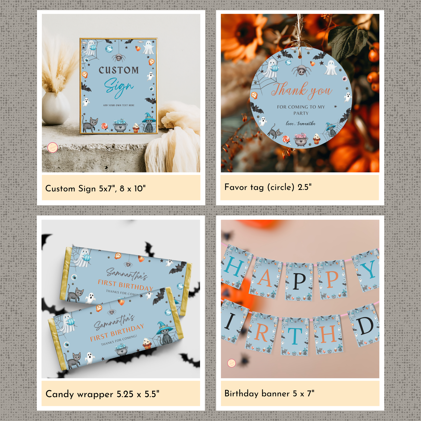 Halloween 1st Birthday Template Bundle #1