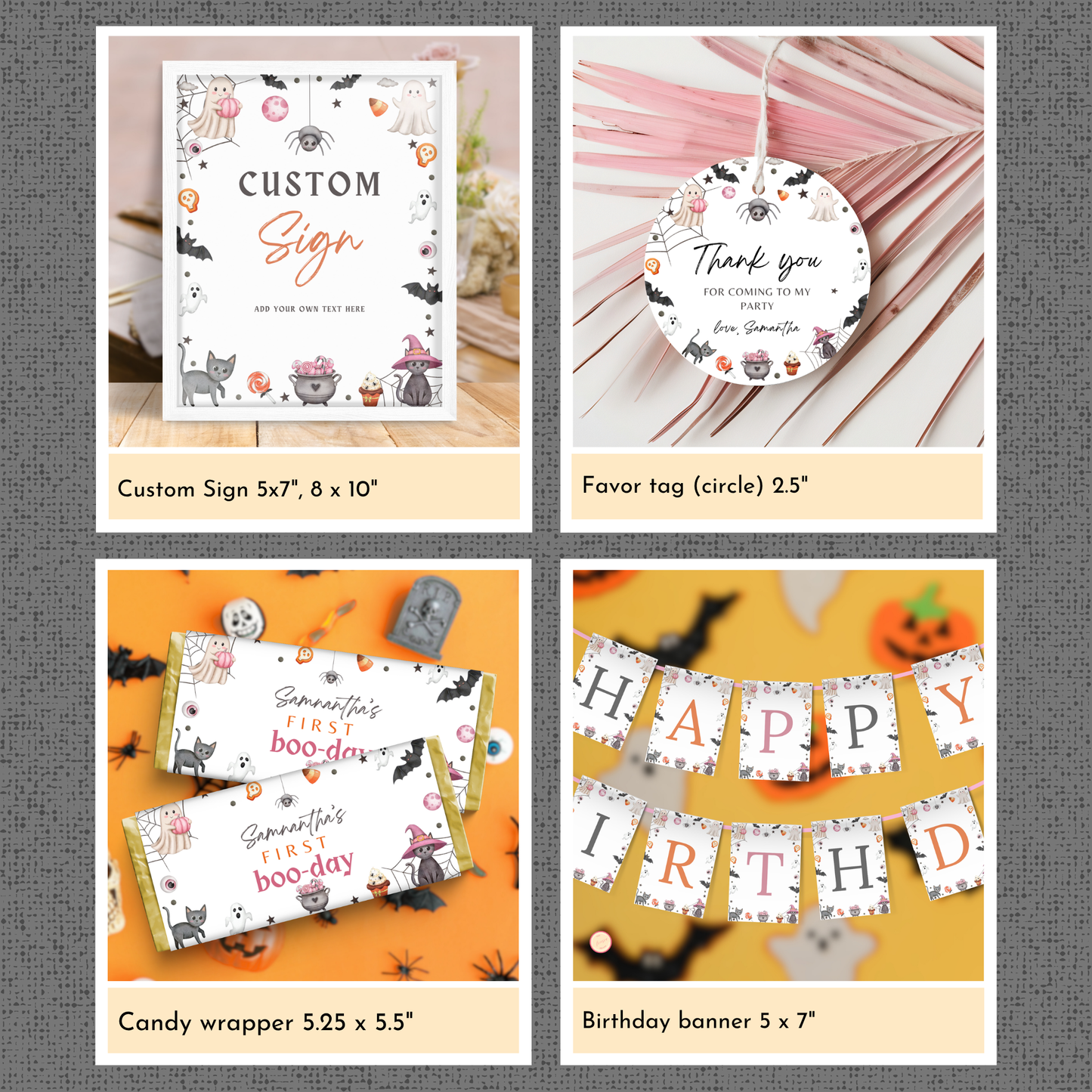 Halloween 1st Birthday Template Bundle