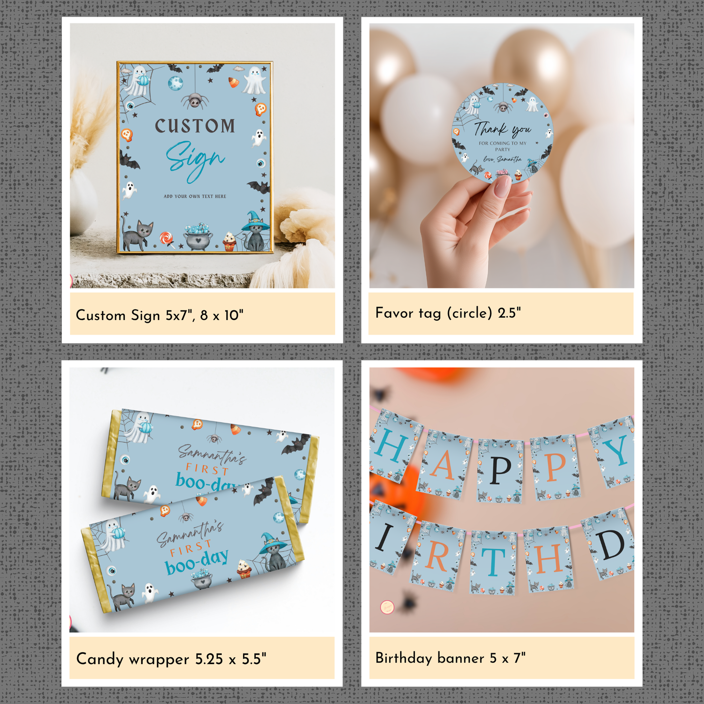Halloween 1st Birthday Template Bundle - Hey Boo
