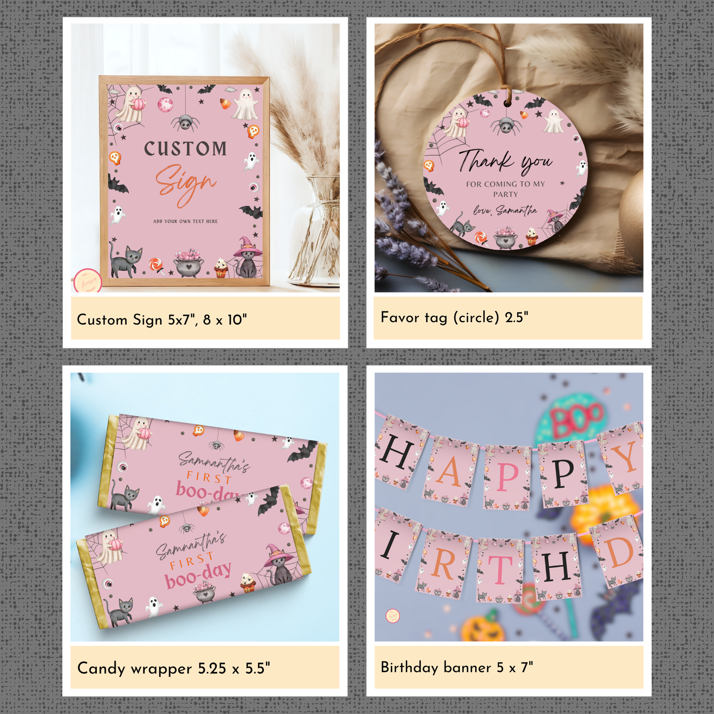 Halloween 1st Birthday Template Bundle - Hey Boo #1
