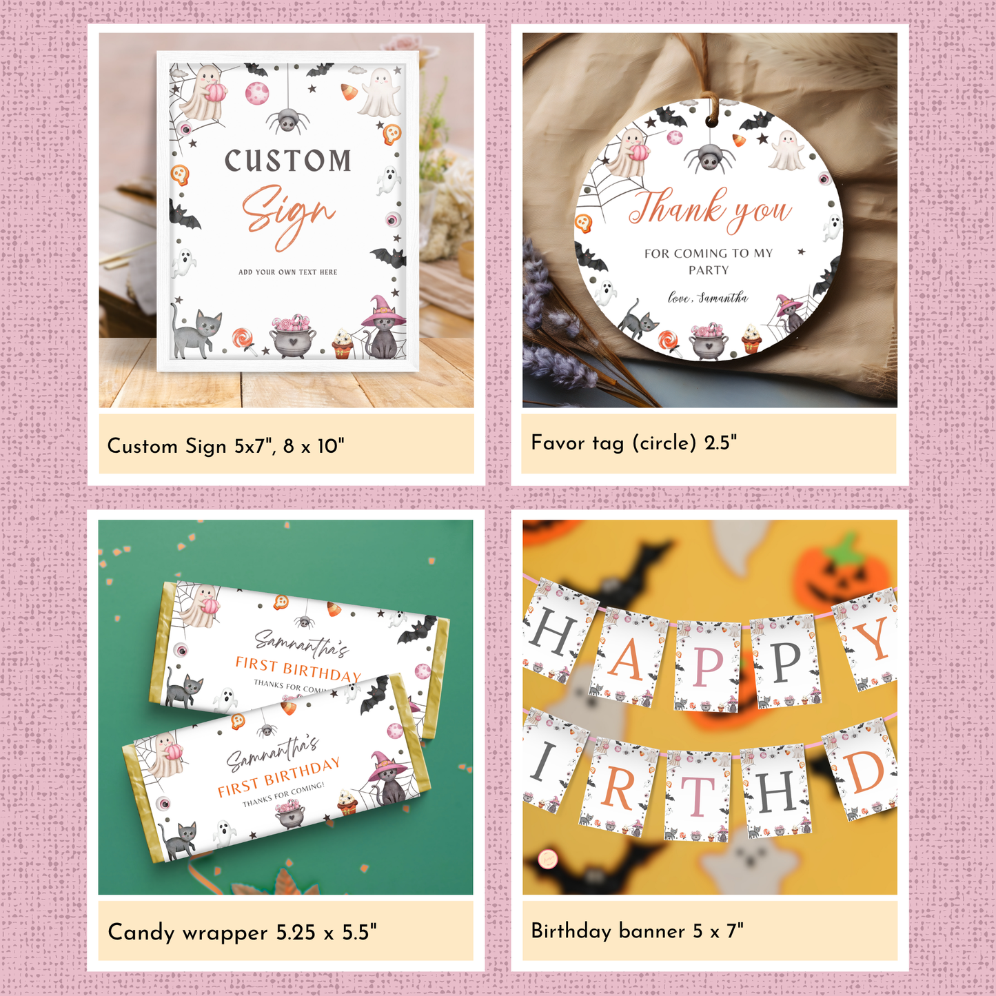 Halloween 1st Birthday Template Bundle #3