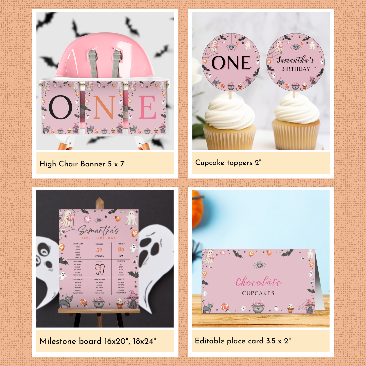 Halloween 1st Birthday Template Bundle #2