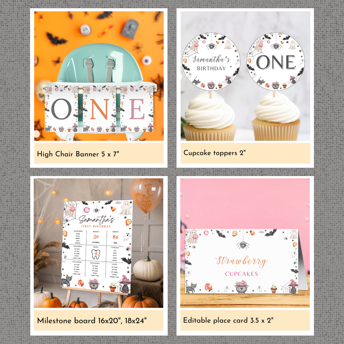 Halloween 1st Birthday Template Bundle #3