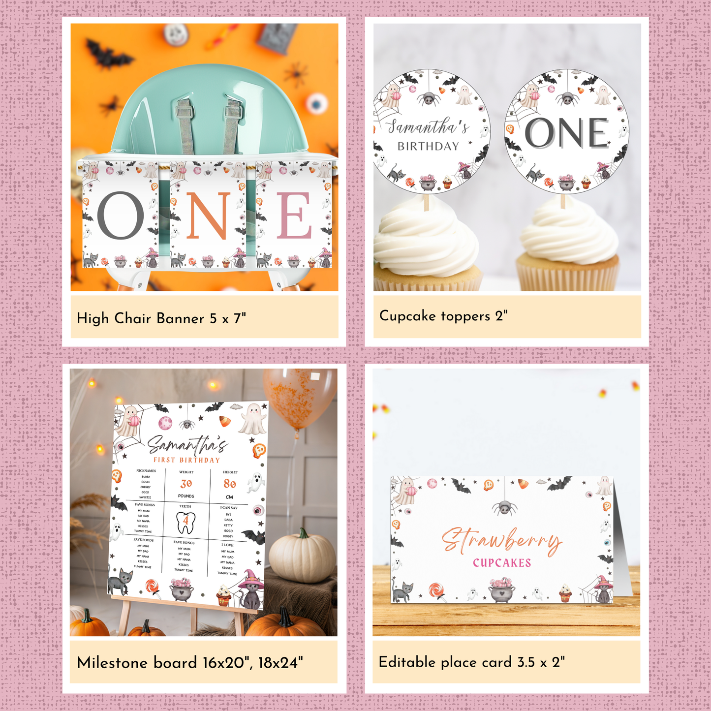 Halloween 1st Birthday Template Bundle