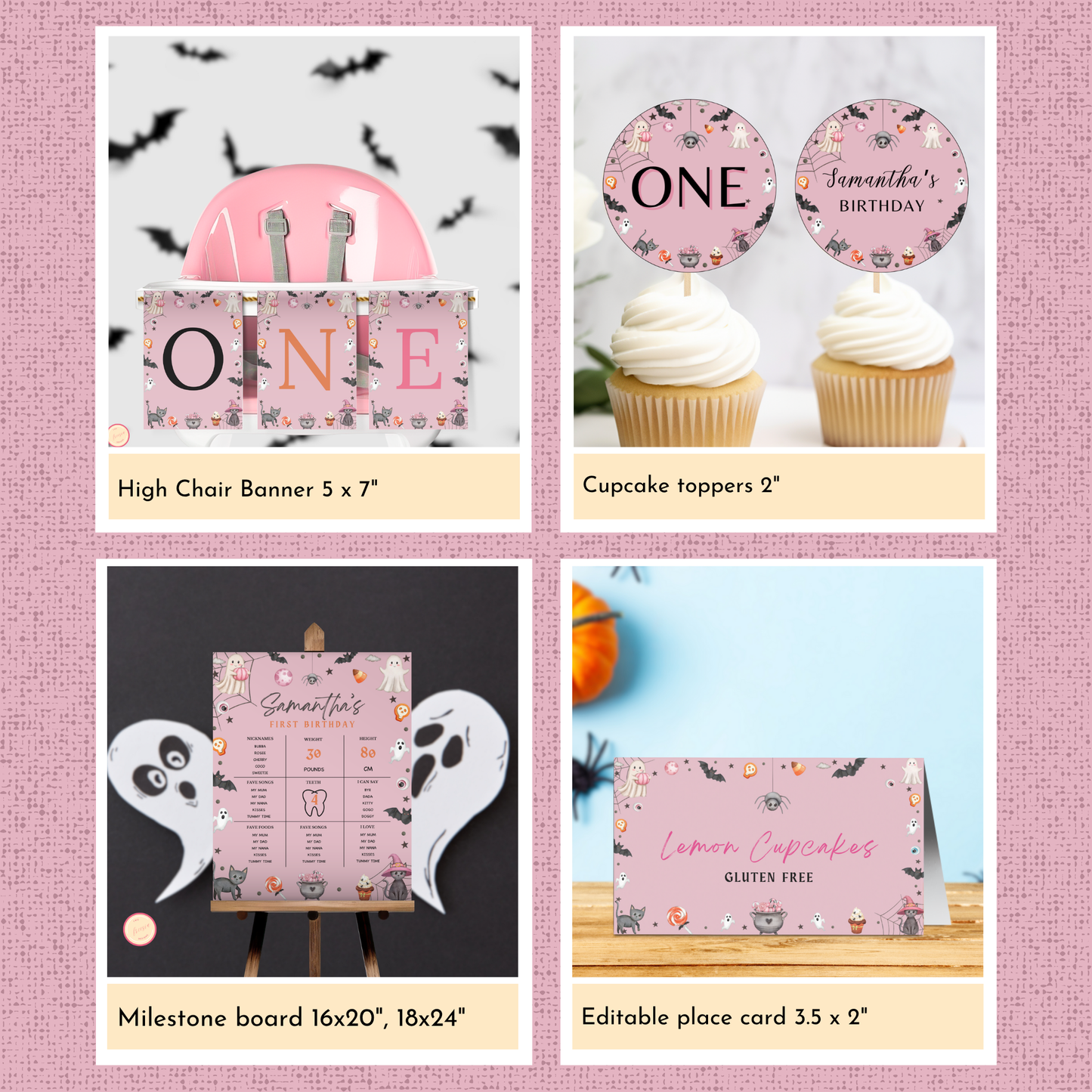 Halloween 1st Birthday Template Bundle - Hey Boo #1