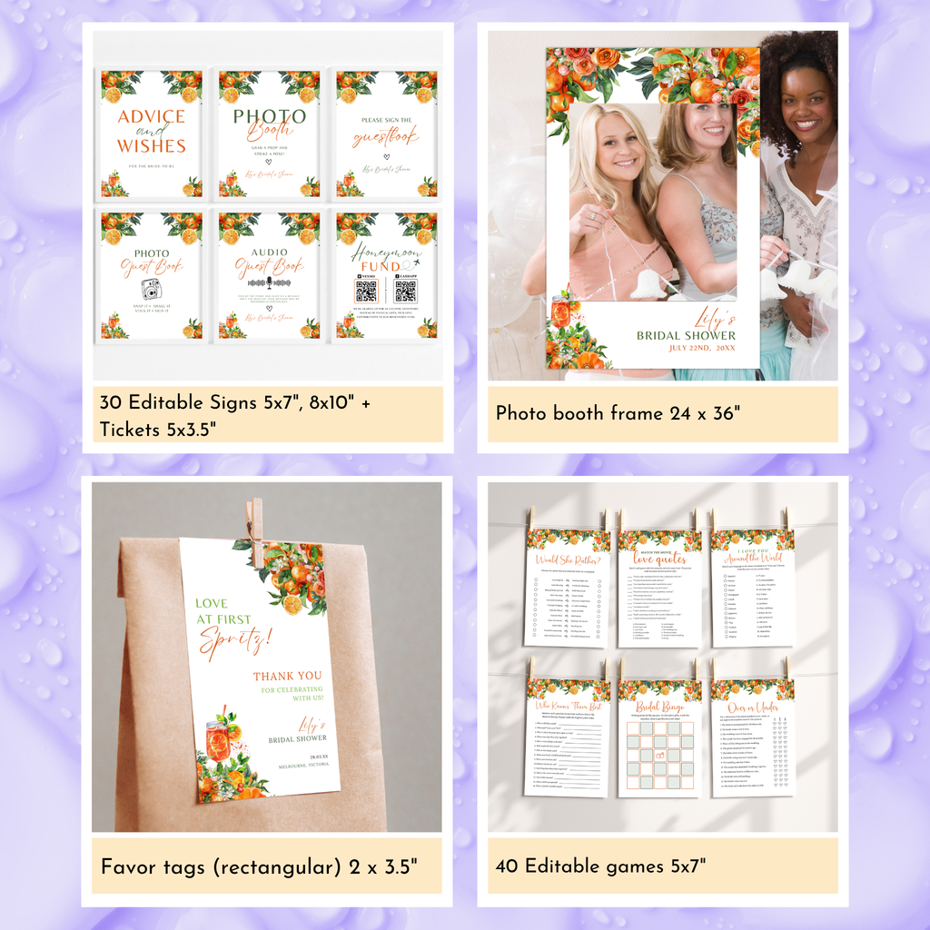 Love at First Spritz Bridal Shower Template Bundle #1