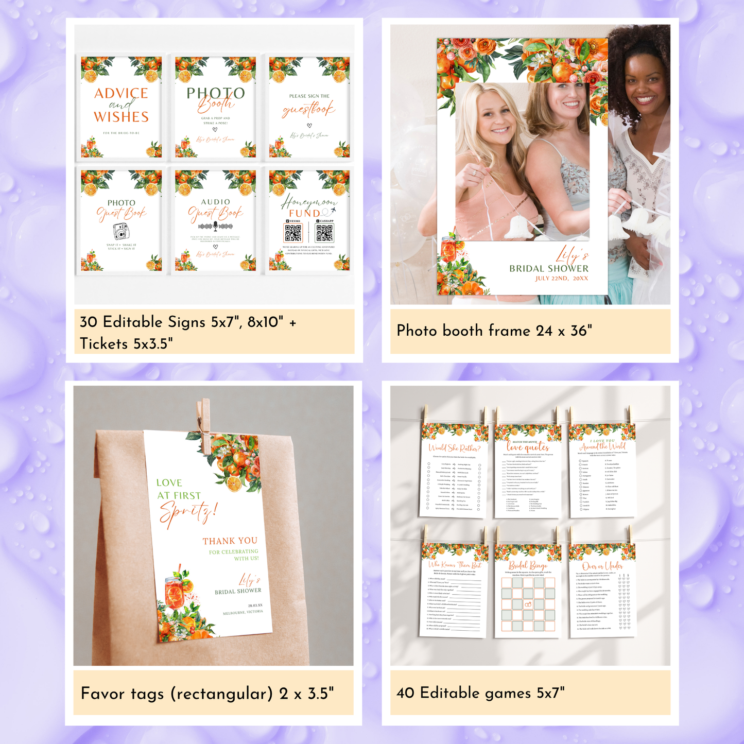 Love at First Spritz Bridal Shower Template Bundle #1