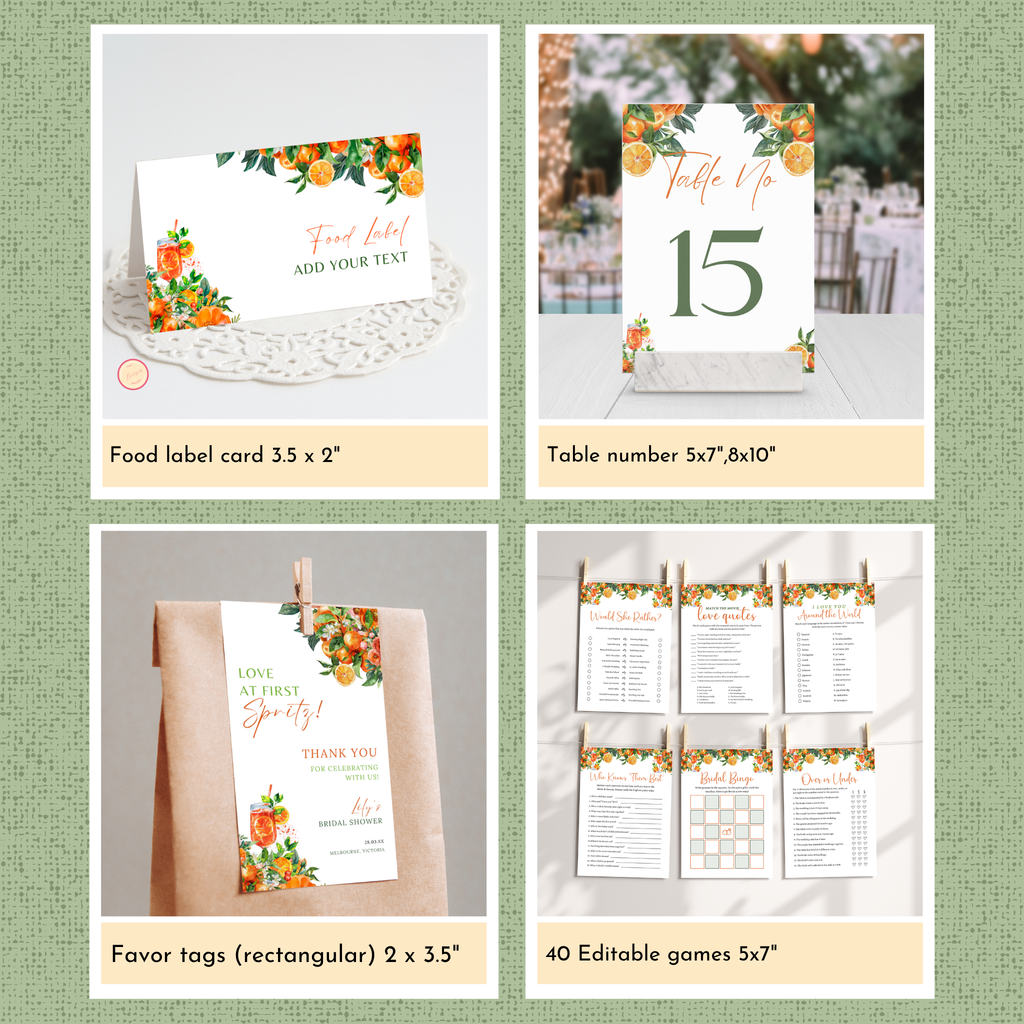 Love at First Spritz Bridal Shower Template Bundle #2