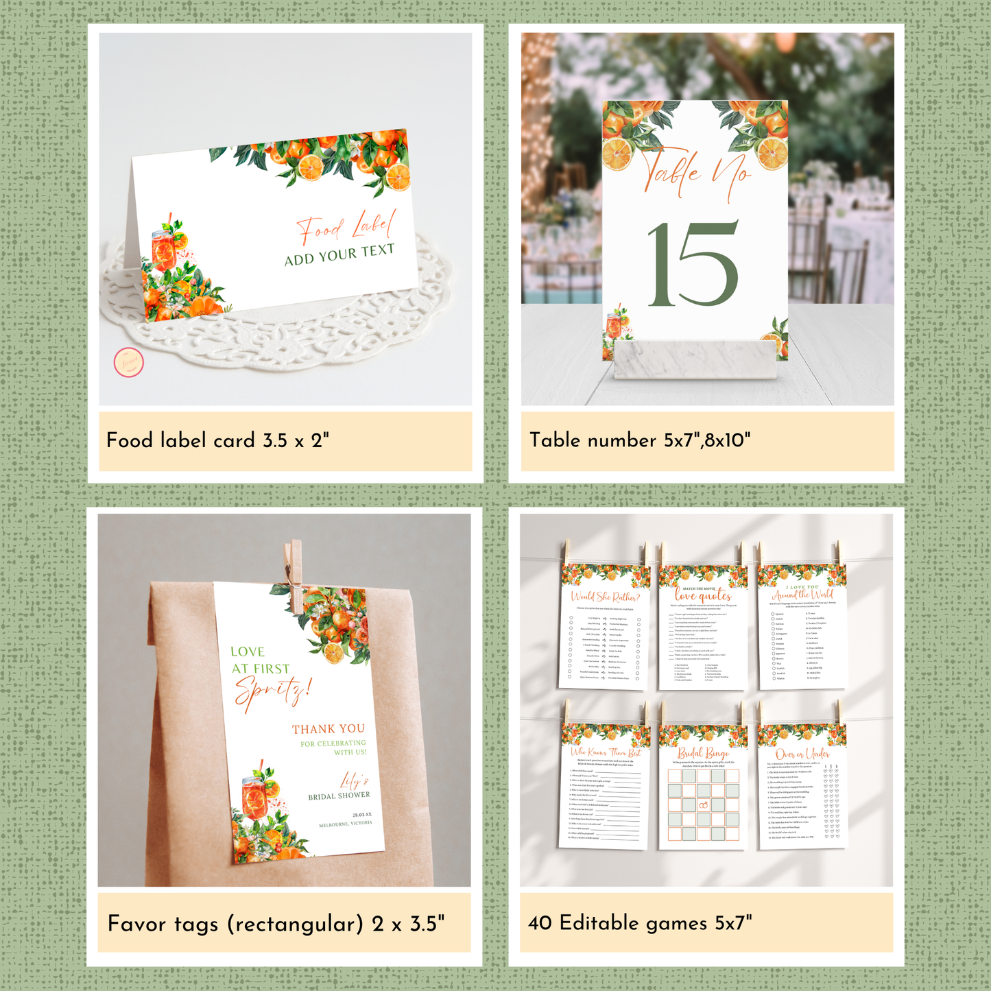 Love at First Spritz Bridal Shower Template Bundle #2
