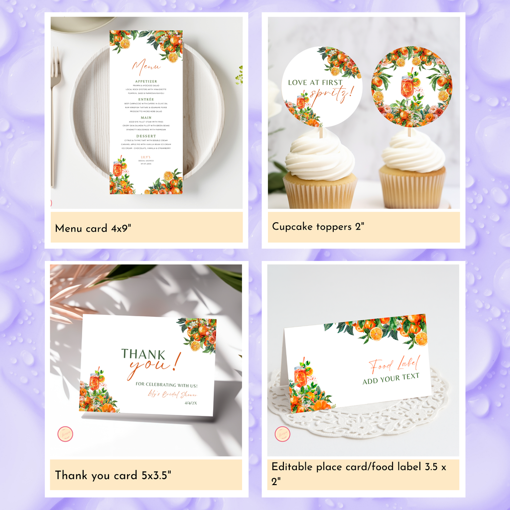 Love at First Spritz Bridal Shower Template Bundle #1