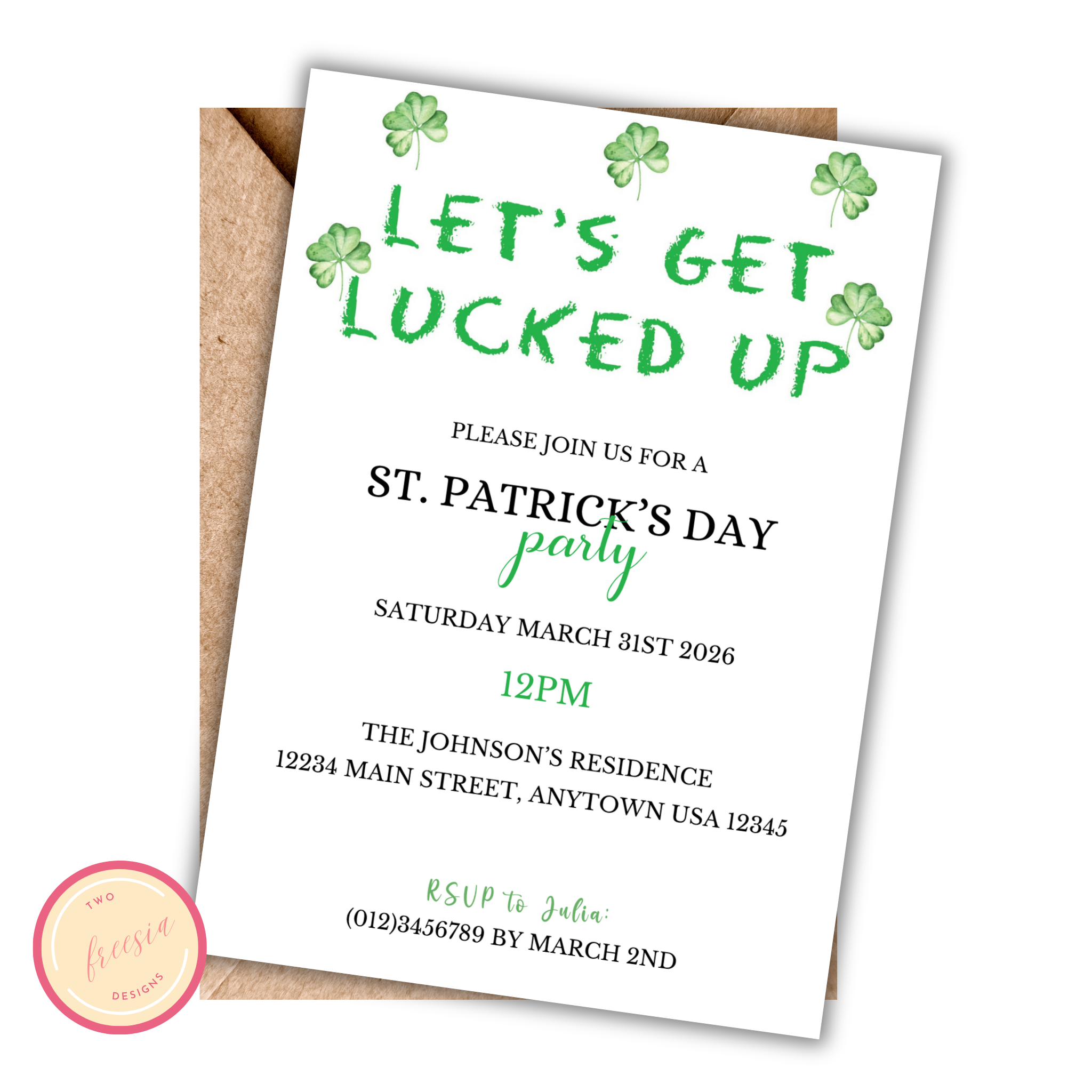 Let's Get Lucked Up - St. Patrick's Invitation