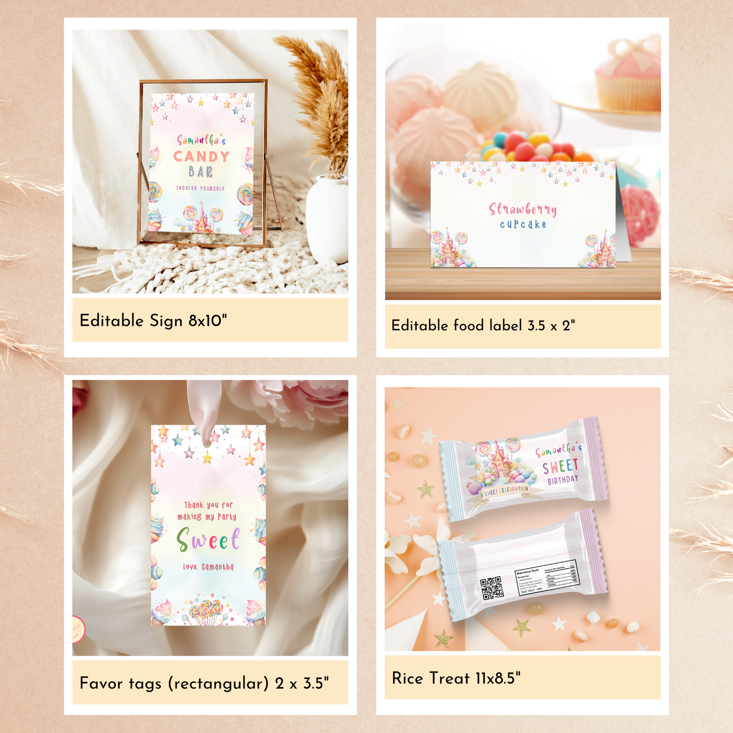 Sweets Birthday Party Template Bundle