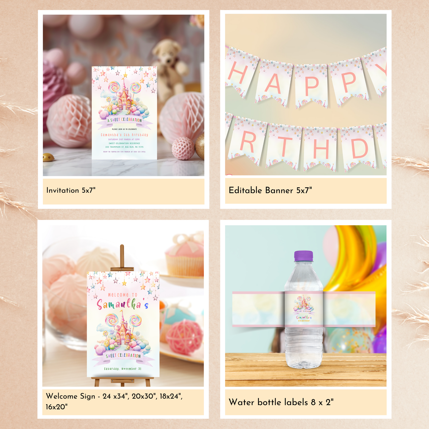 Sweets Birthday Party Template Bundle