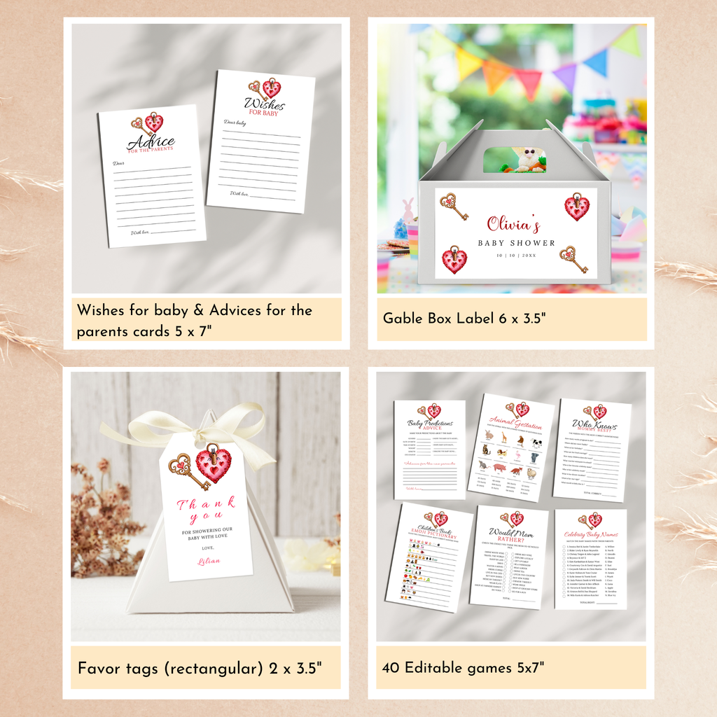 Valentine Baby Shower Bundle | Key to Our Hearts