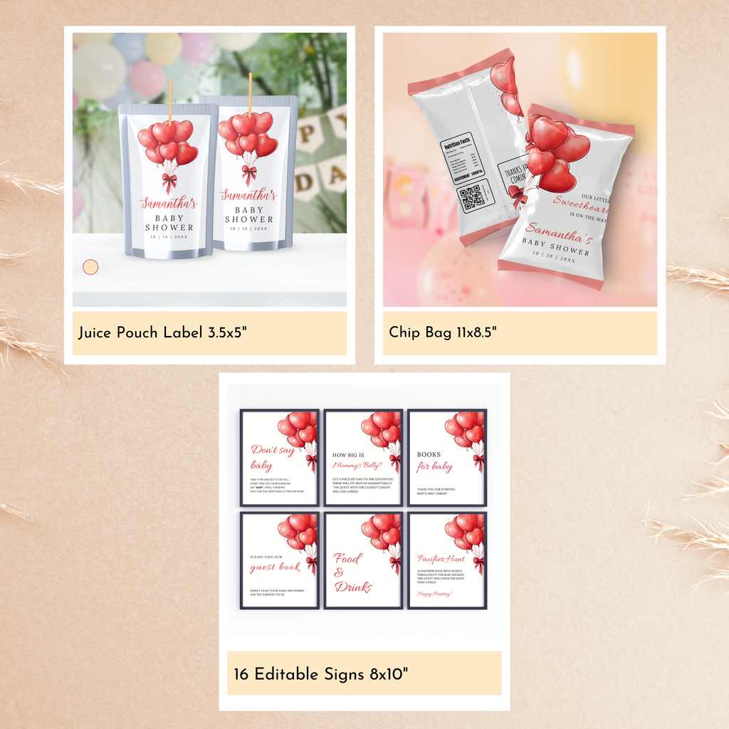 Valentine Baby Shower Bundle | Red Balloons