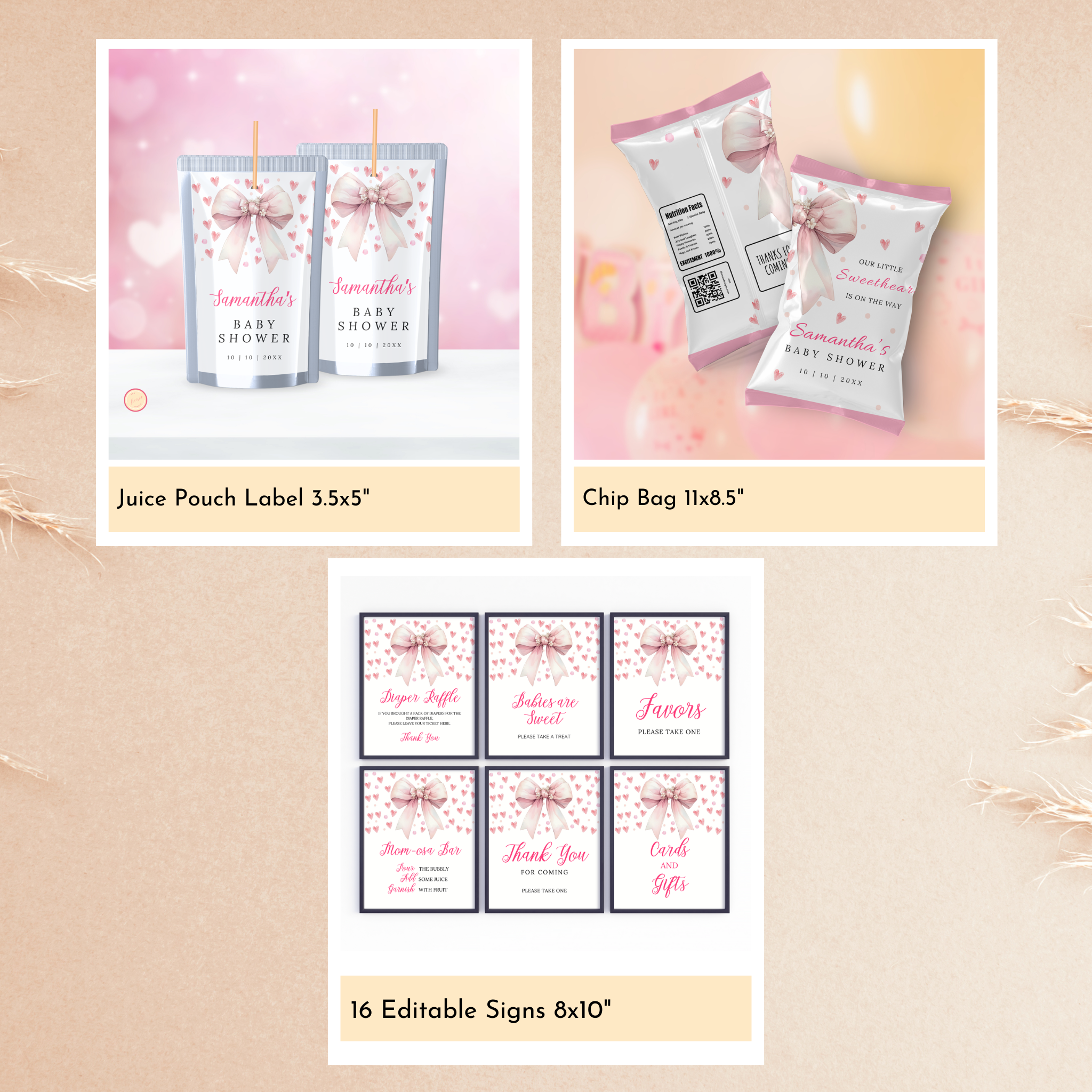 Valentine Baby Shower Bundle | Pink Bow